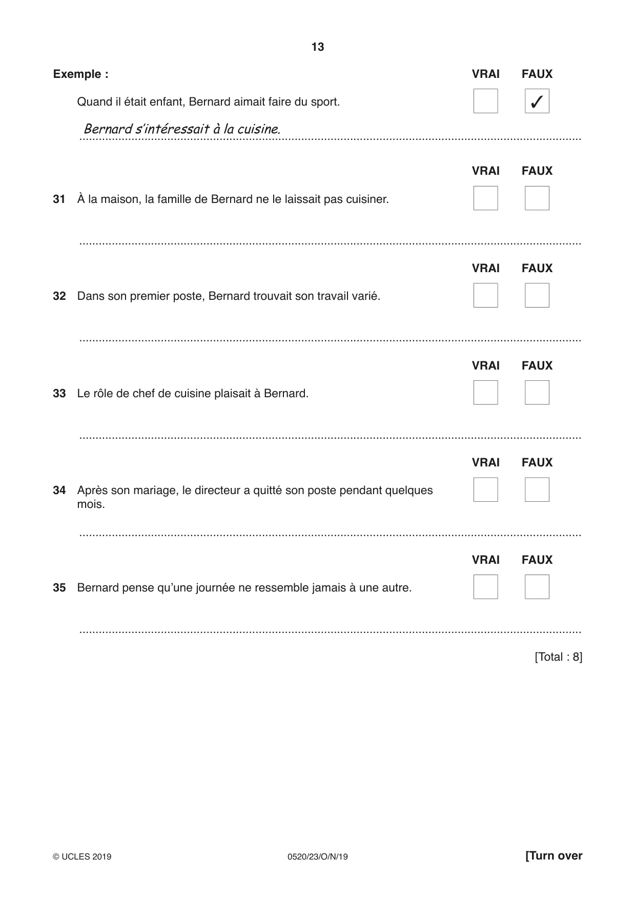 Cambridge IGCSE French - Foreign Language 0520 2019 Oct/Nov Paper 2 · Variant 3 question paper, page 13 of 16