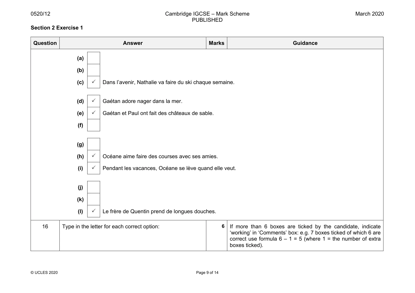 Mark scheme, page 9 of 14