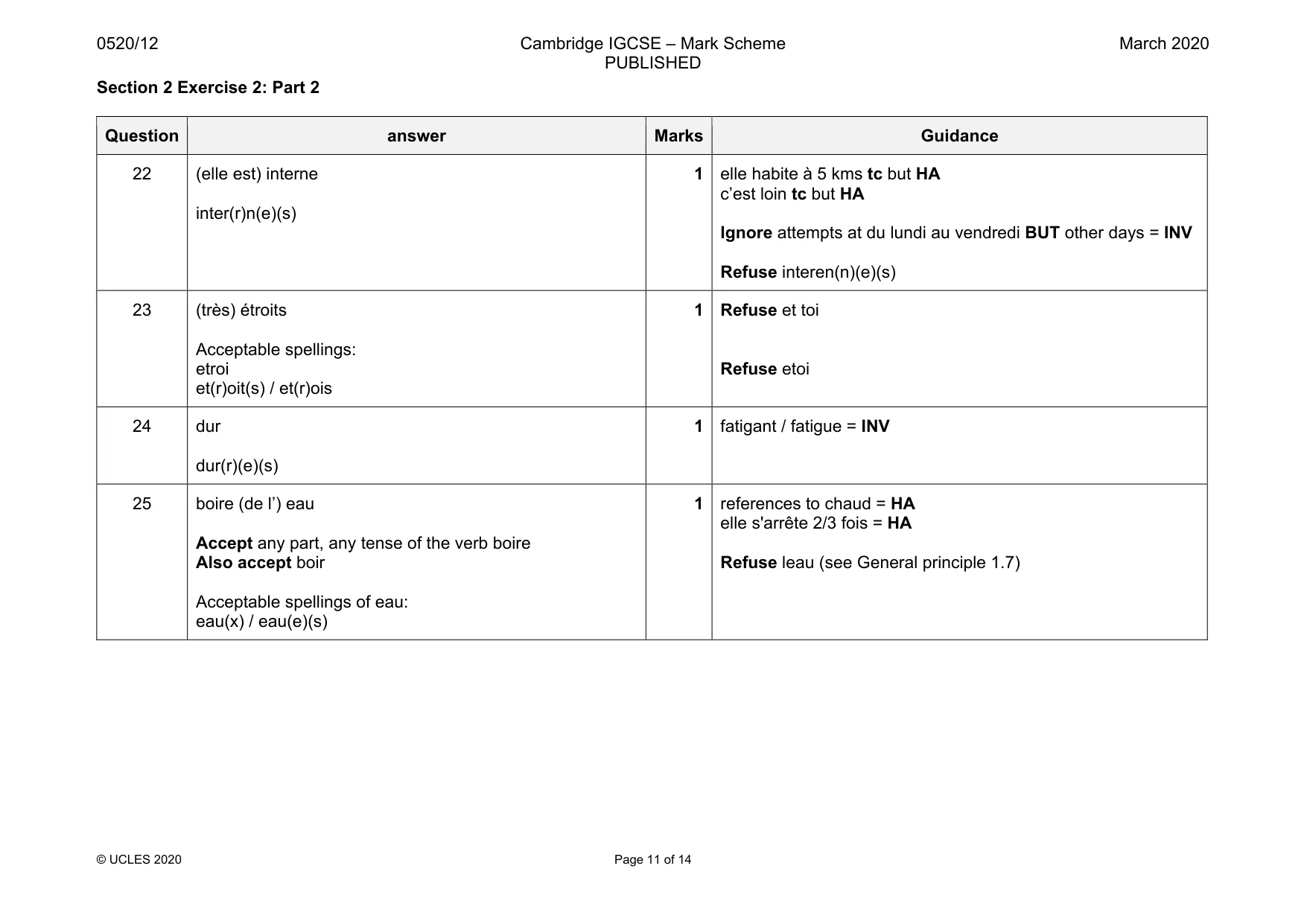 Mark scheme, page 11 of 14