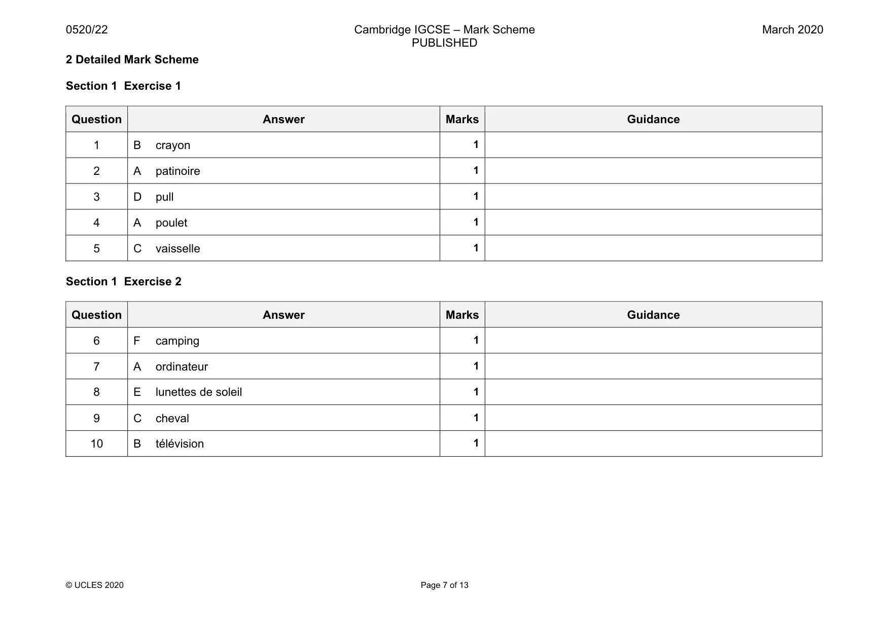 Mark scheme, page 7 of 13