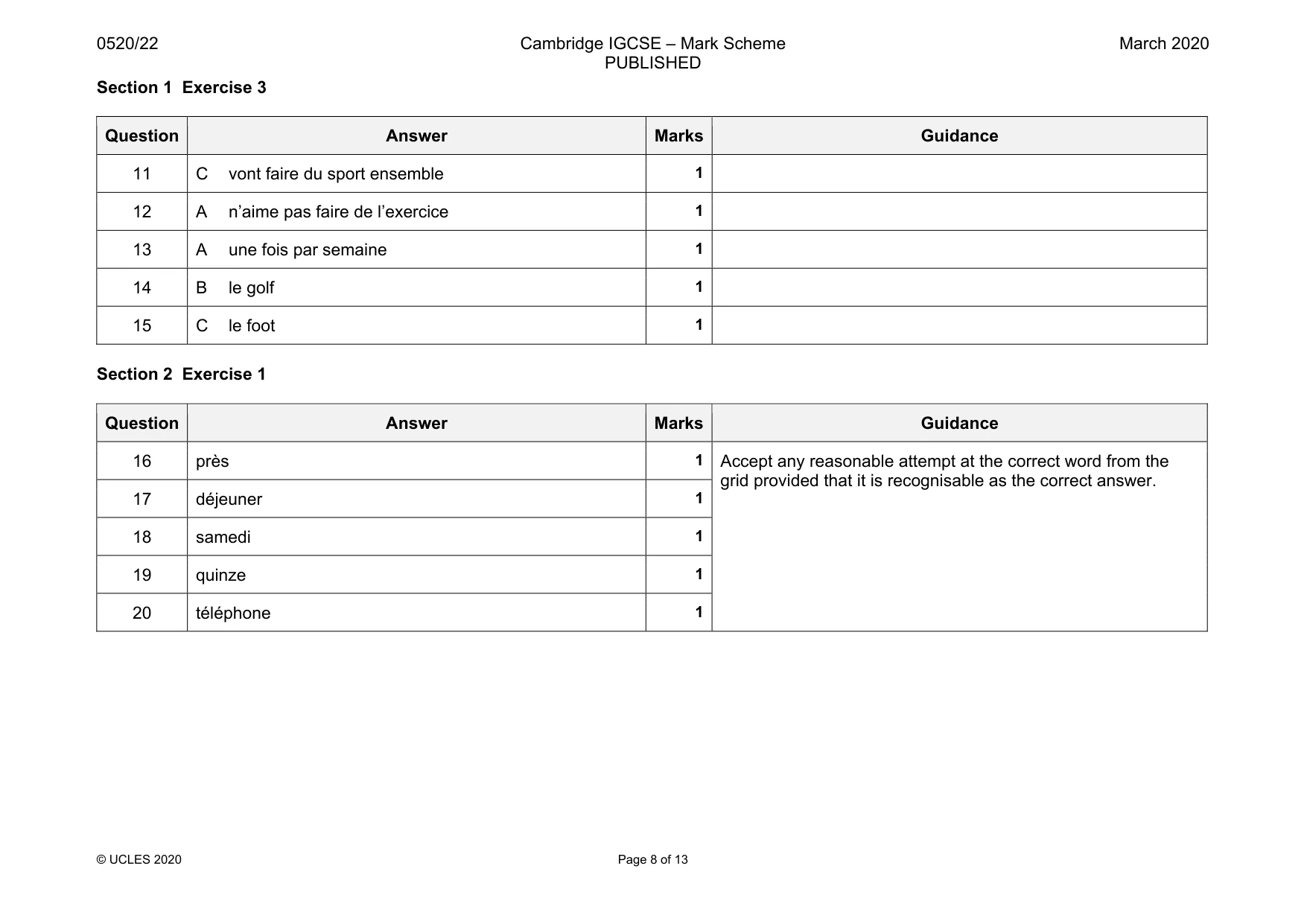 Mark scheme, page 8 of 13