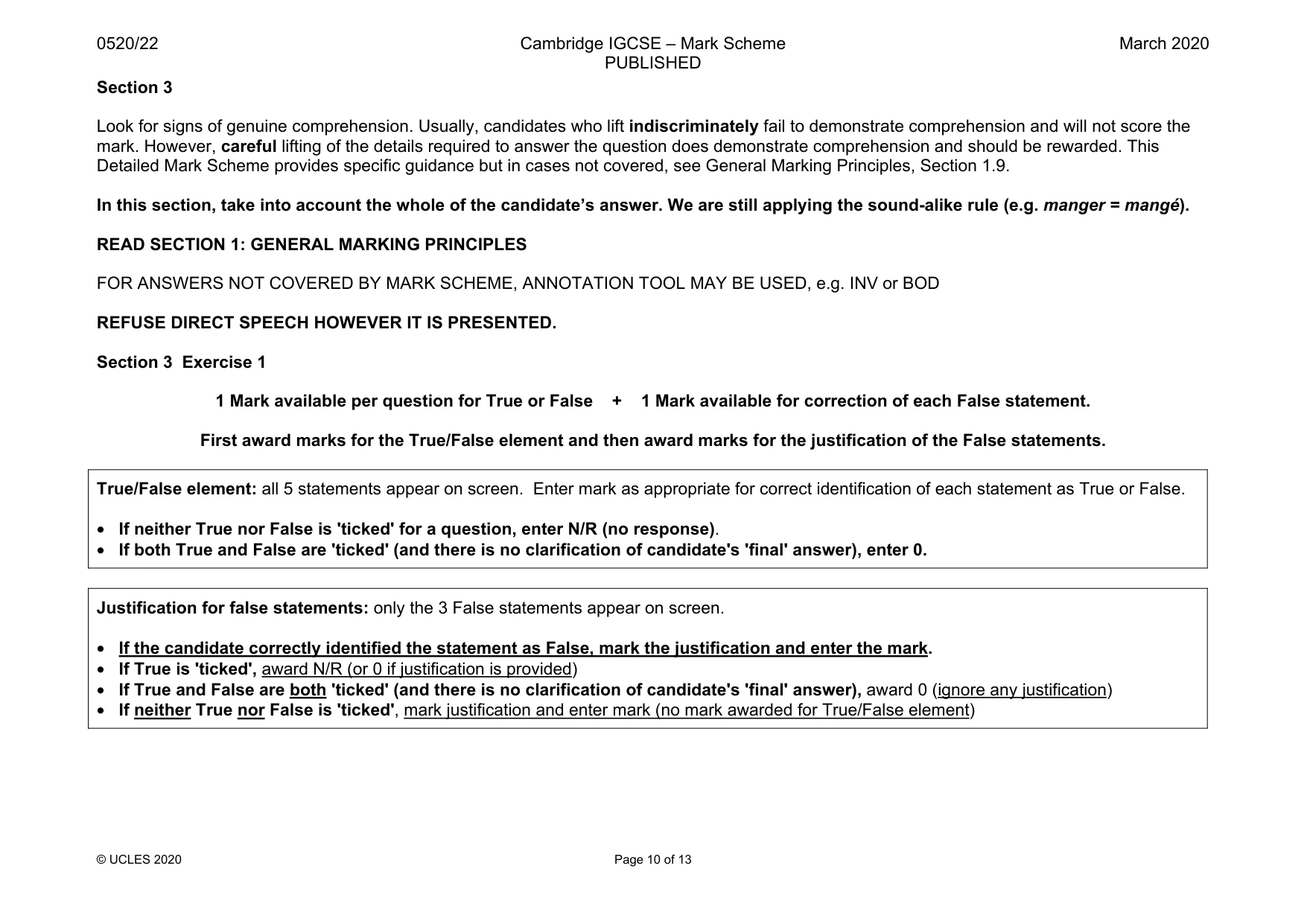 Mark scheme, page 10 of 13
