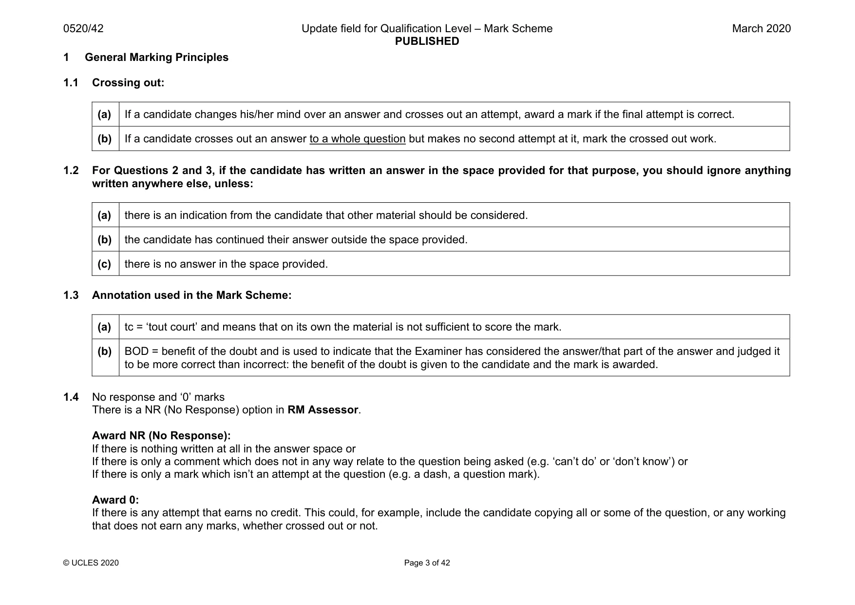 Mark scheme, page 3 of 42