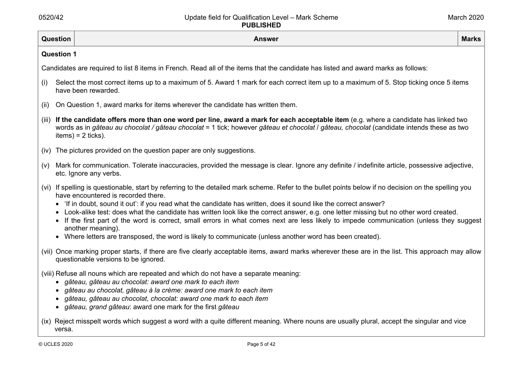 Mark scheme, page 5 of 42