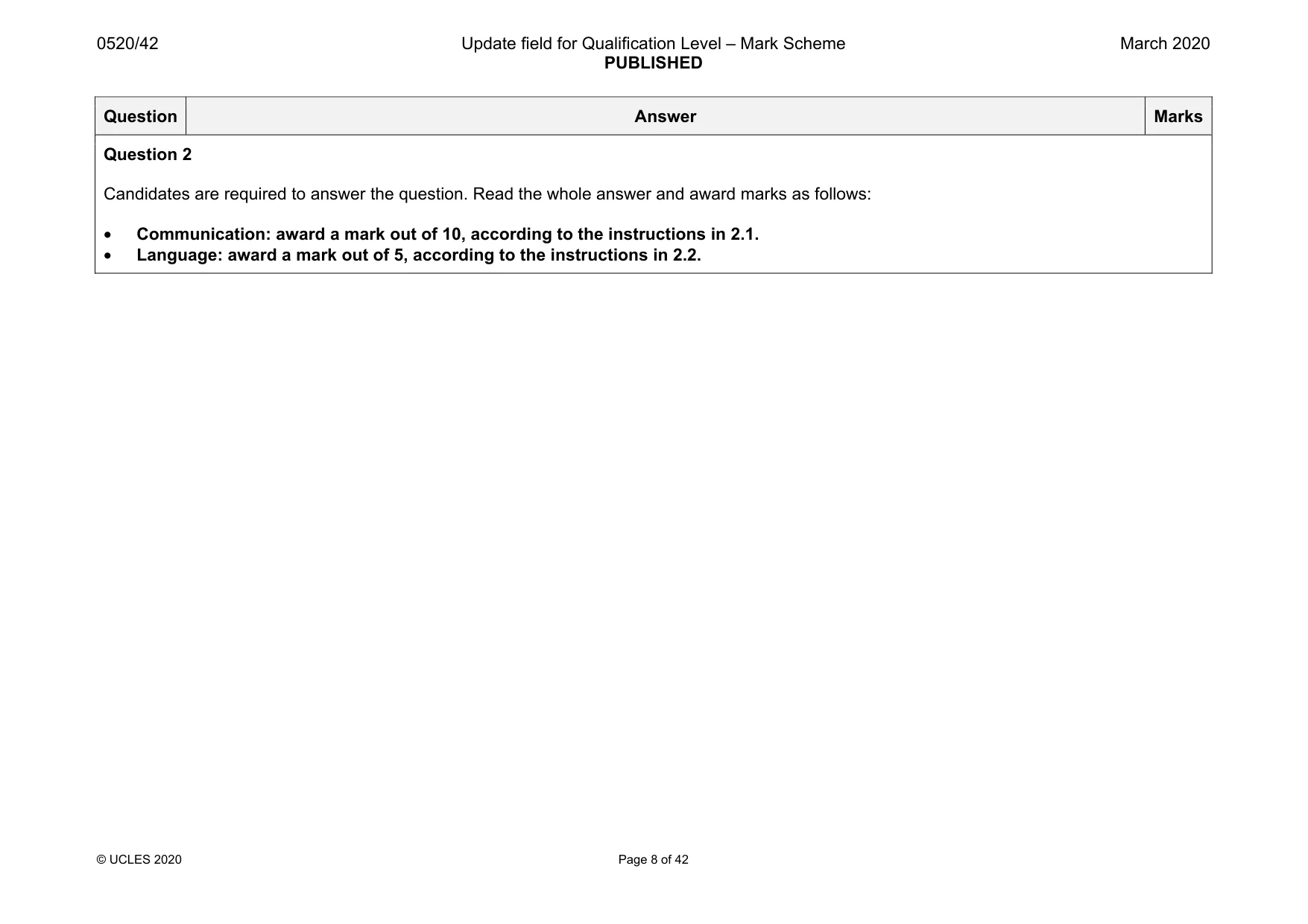 Mark scheme, page 8 of 42