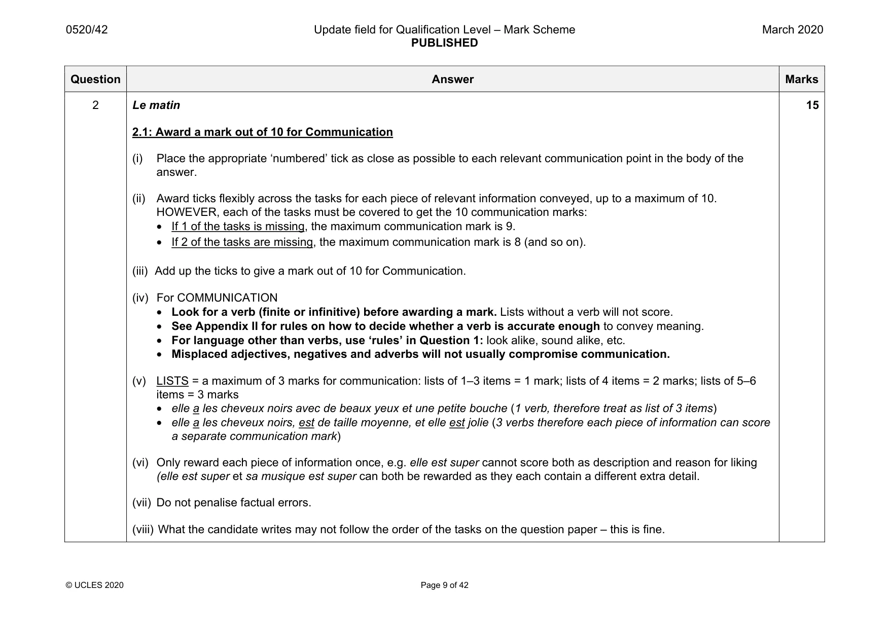 Mark scheme, page 9 of 42