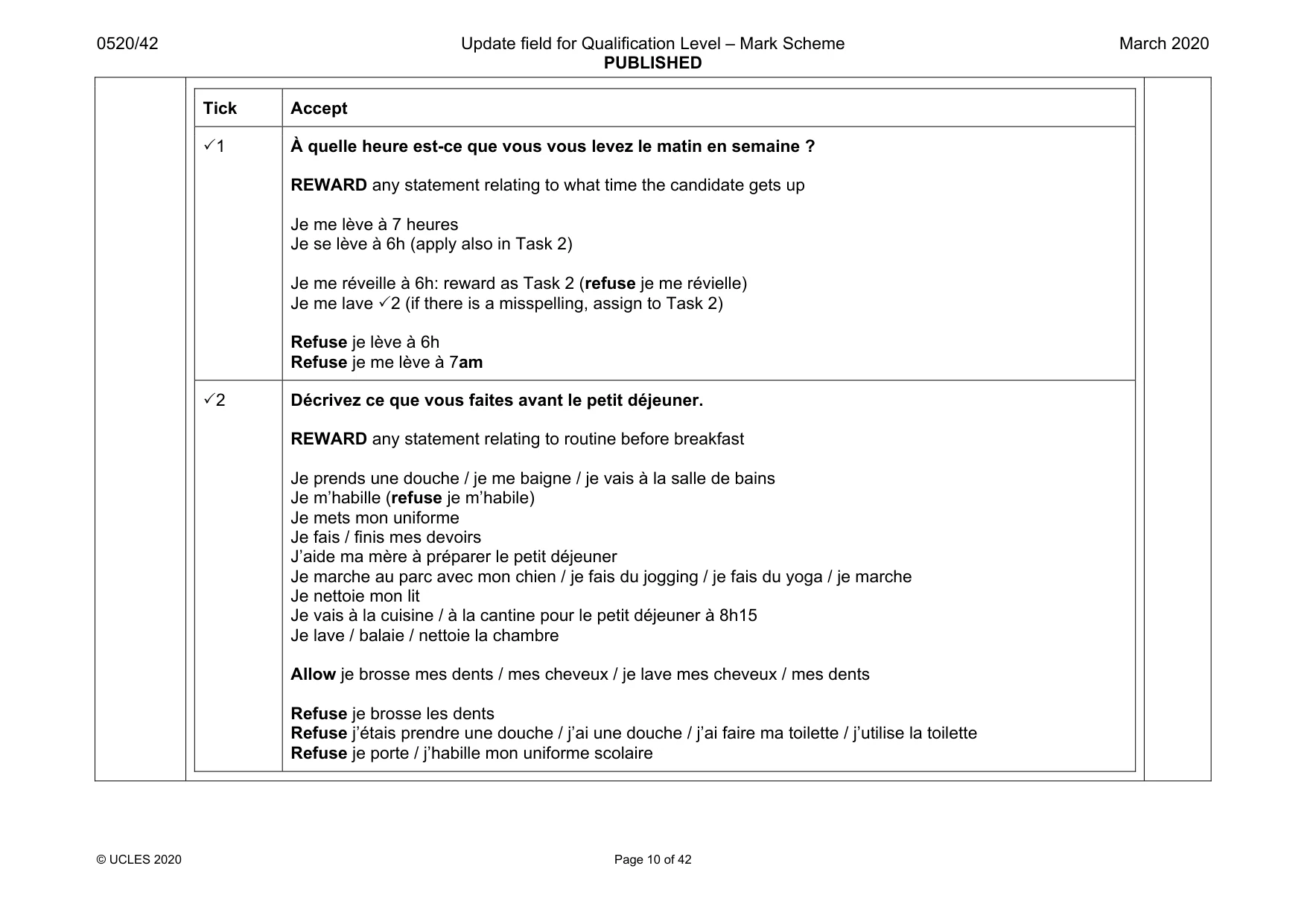 Mark scheme, page 10 of 42