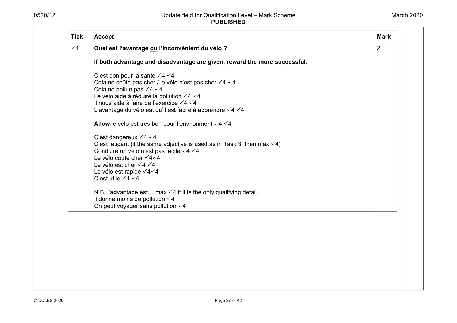 Mark scheme, page 27 of 42