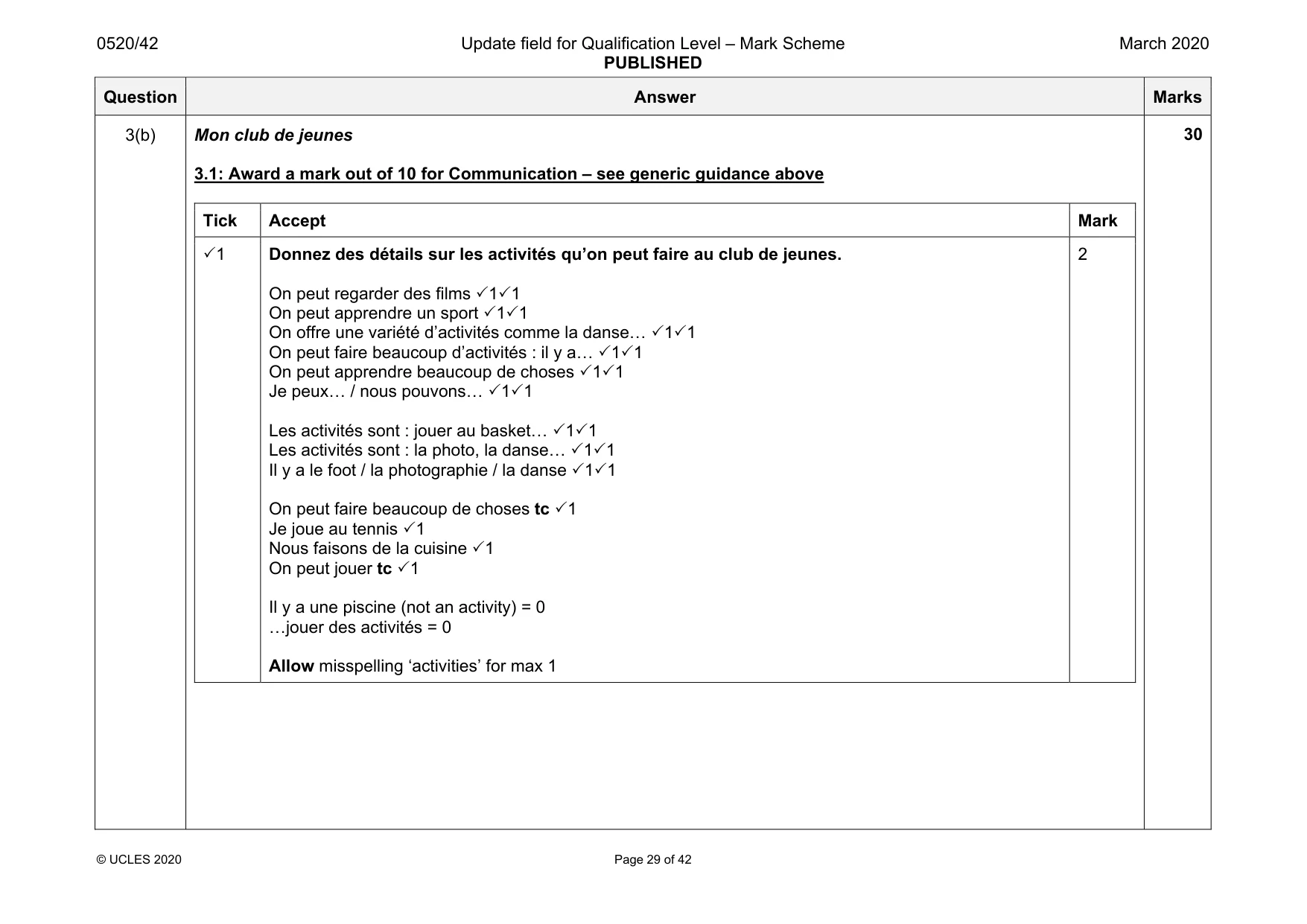 Mark scheme, page 29 of 42