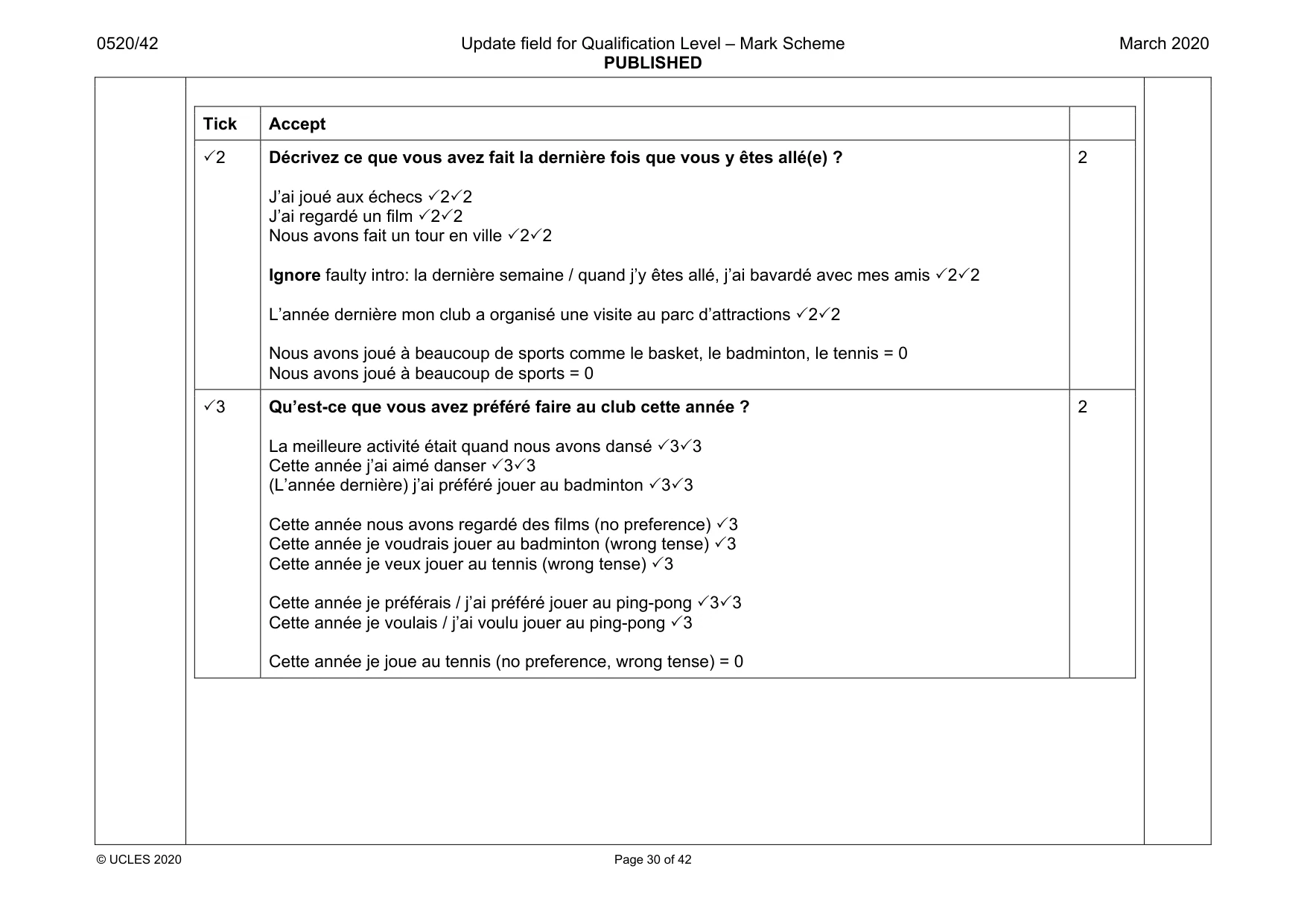 Mark scheme, page 30 of 42