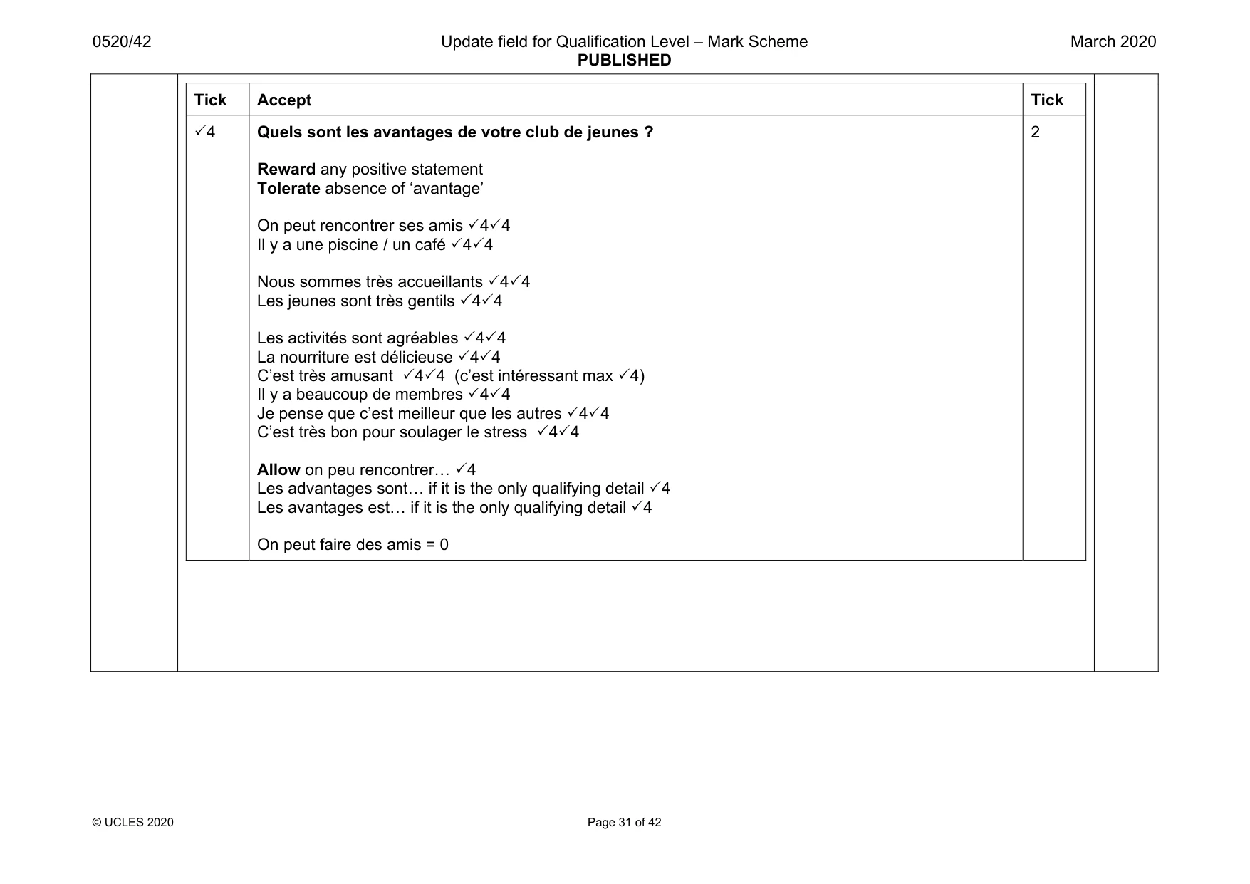 Mark scheme, page 31 of 42