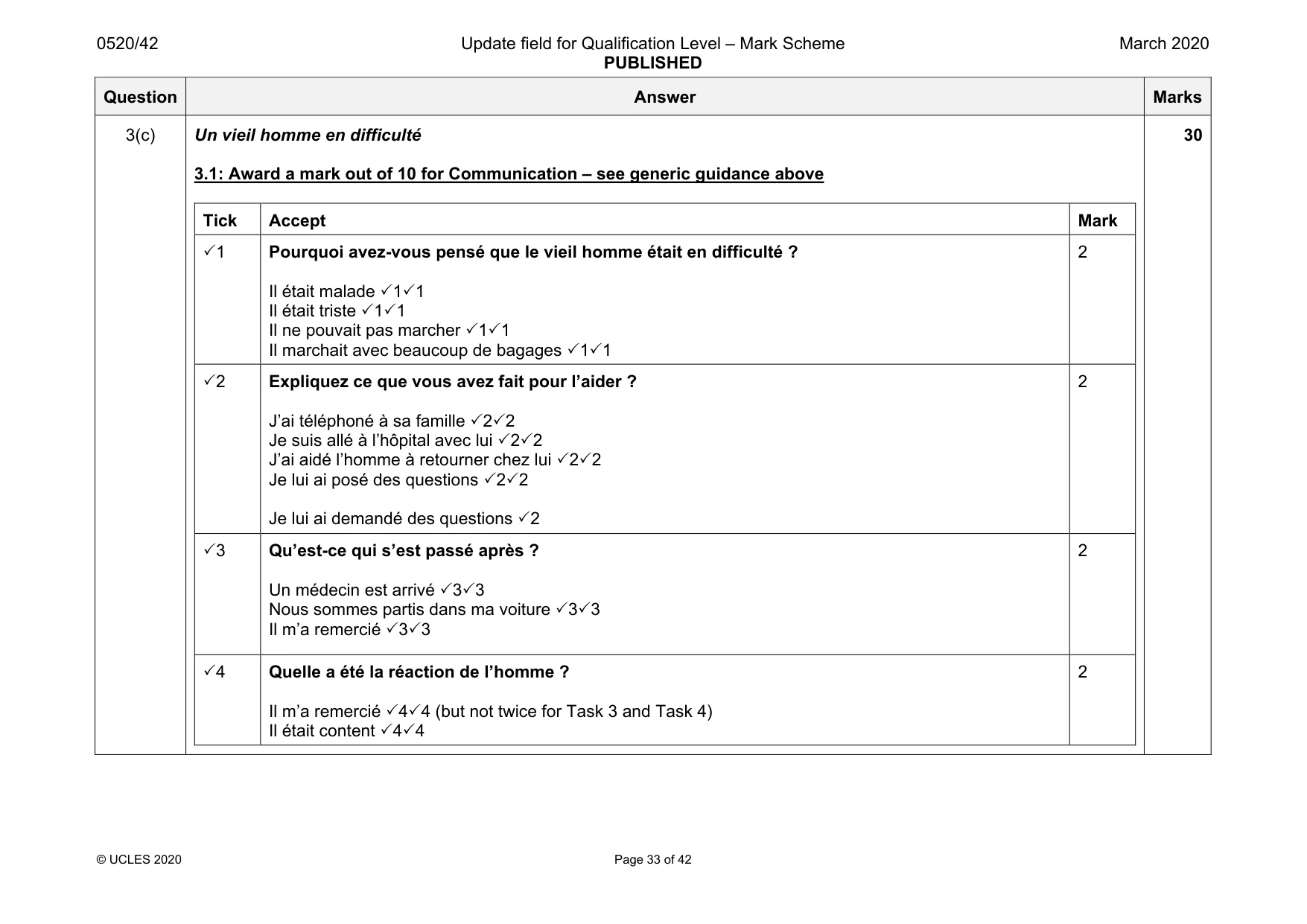 Mark scheme, page 33 of 42