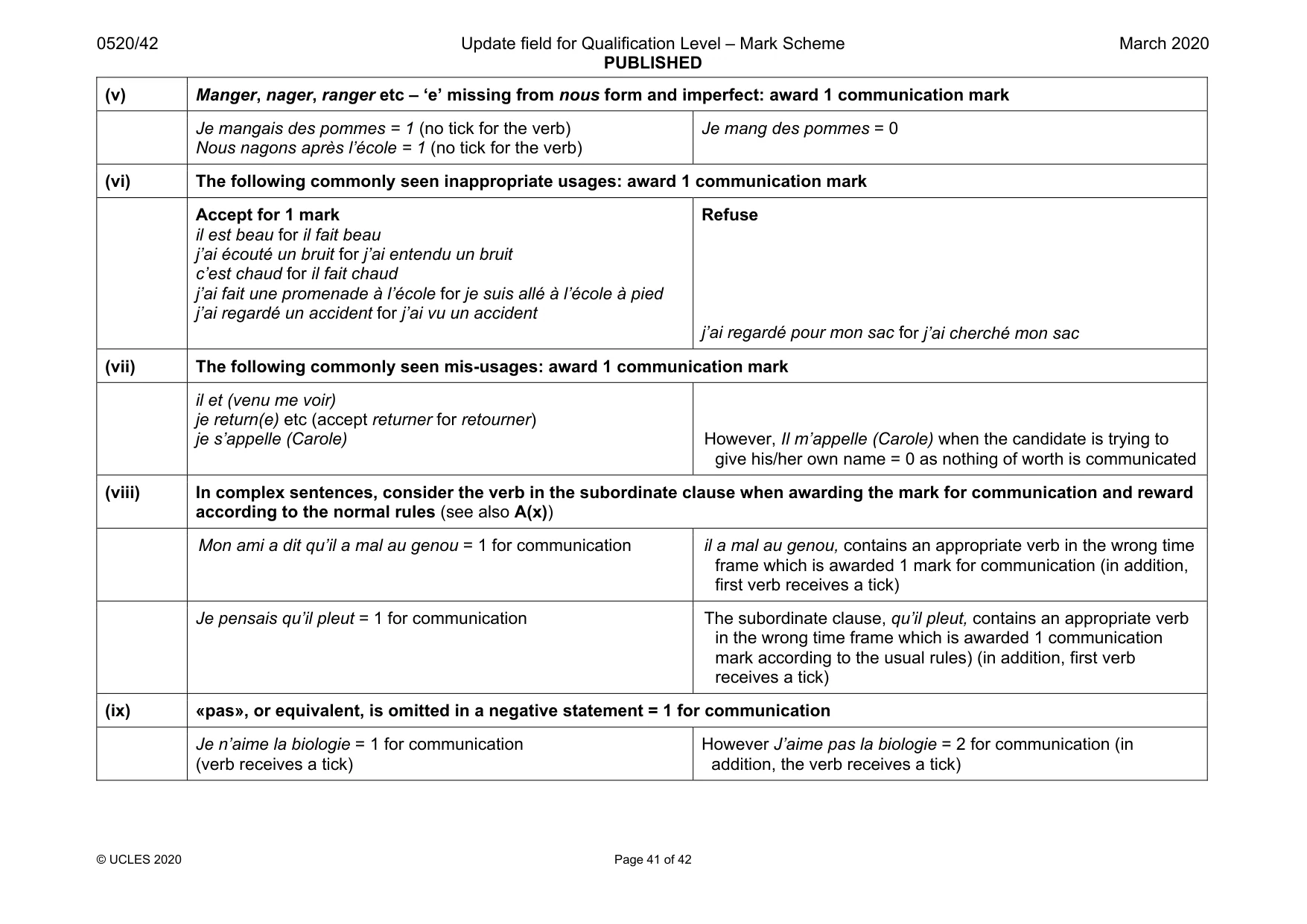 Mark scheme, page 41 of 42