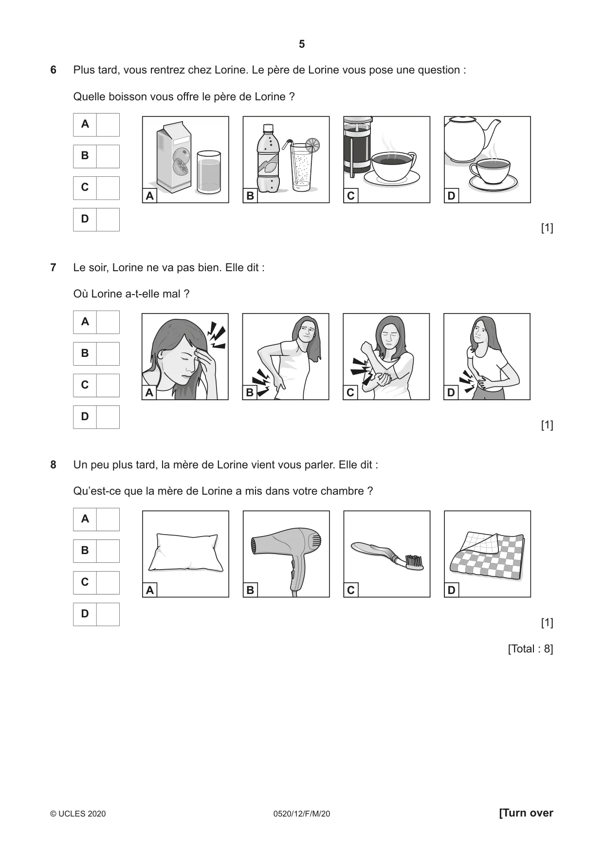 Cambridge IGCSE French - Foreign Language 0520 2020 Feb/March Paper 1 · Variant 2 question paper, page 5 of 12