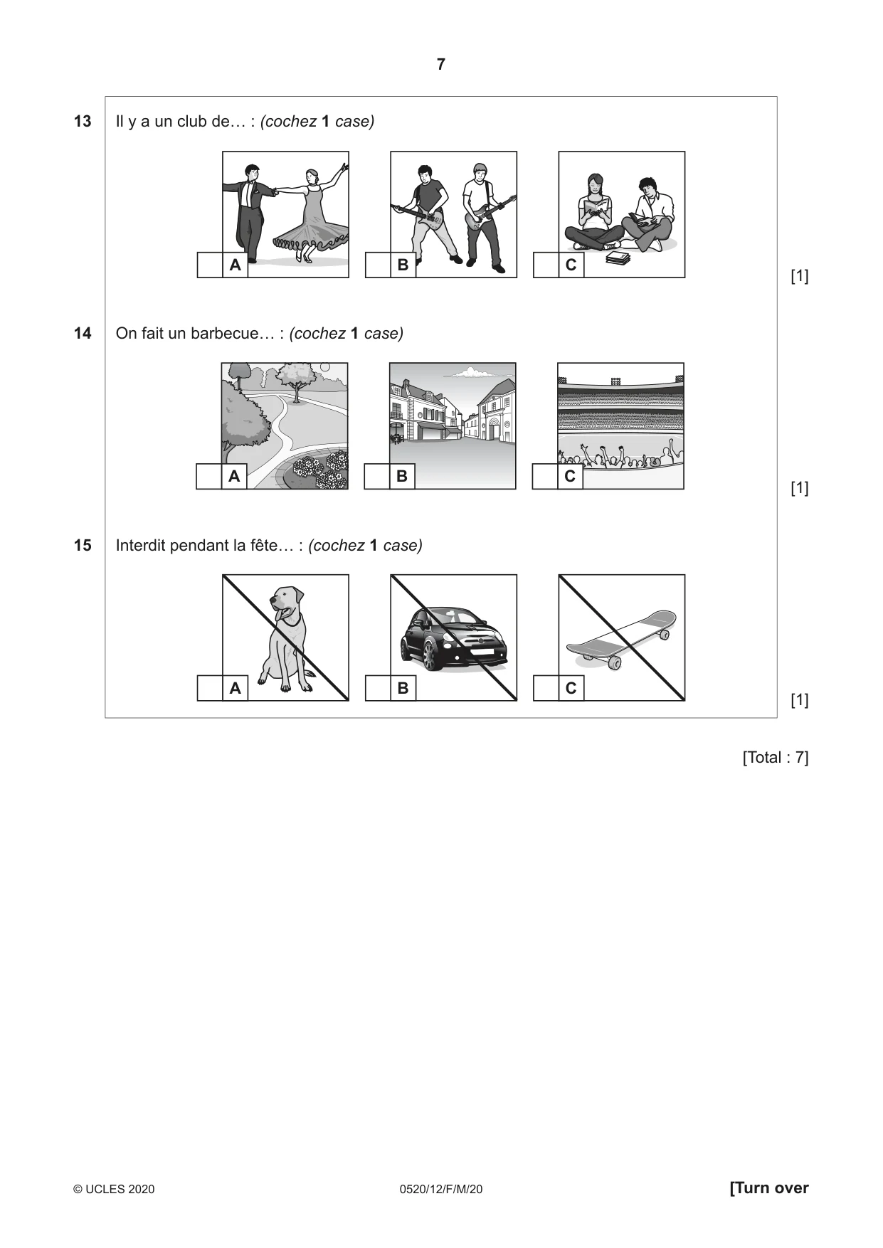 Cambridge IGCSE French - Foreign Language 0520 2020 Feb/March Paper 1 · Variant 2 question paper, page 7 of 12