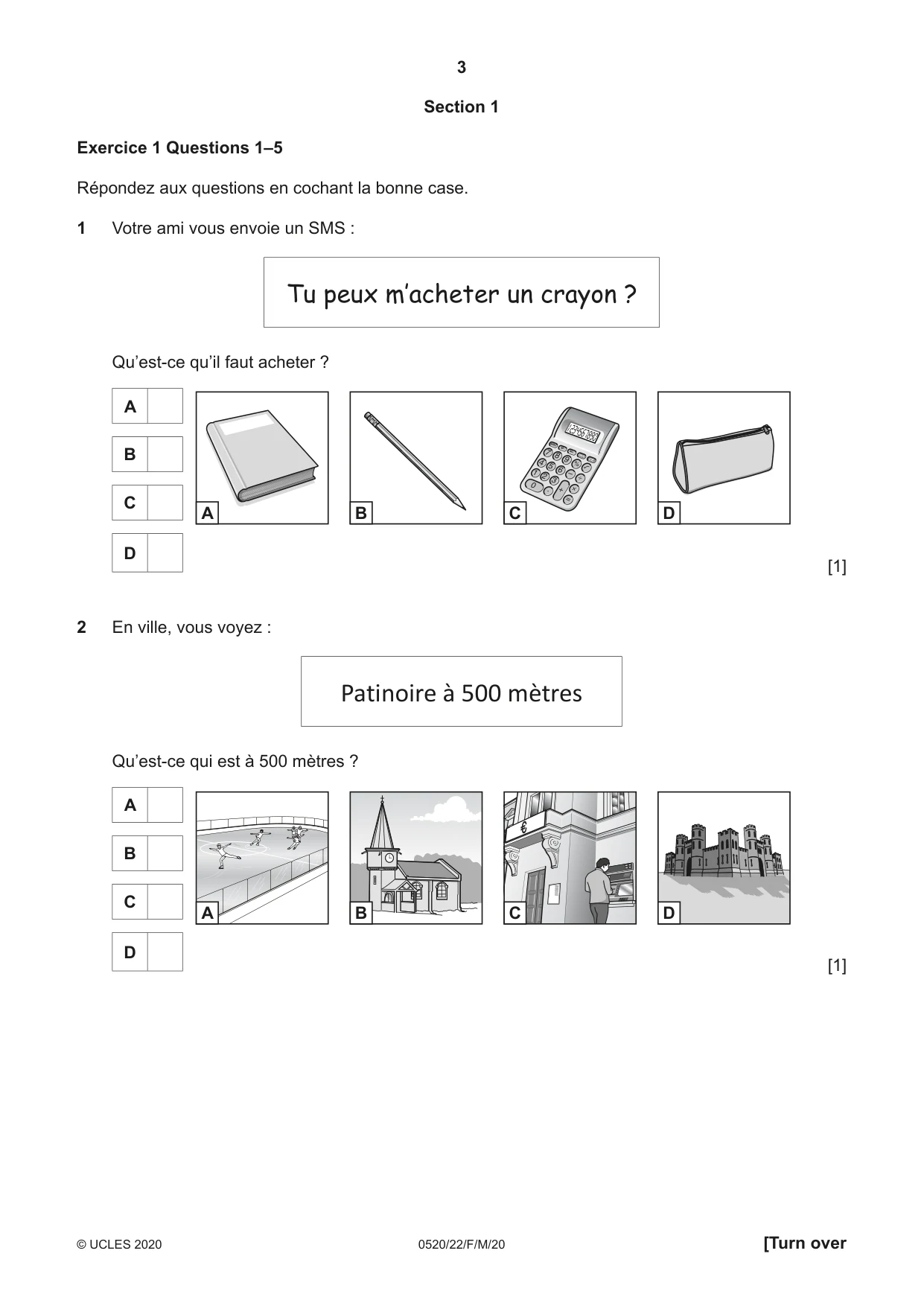 Cambridge IGCSE French - Foreign Language 0520 2020 Feb/March Paper 2 · Variant 2 question paper, page 3 of 16