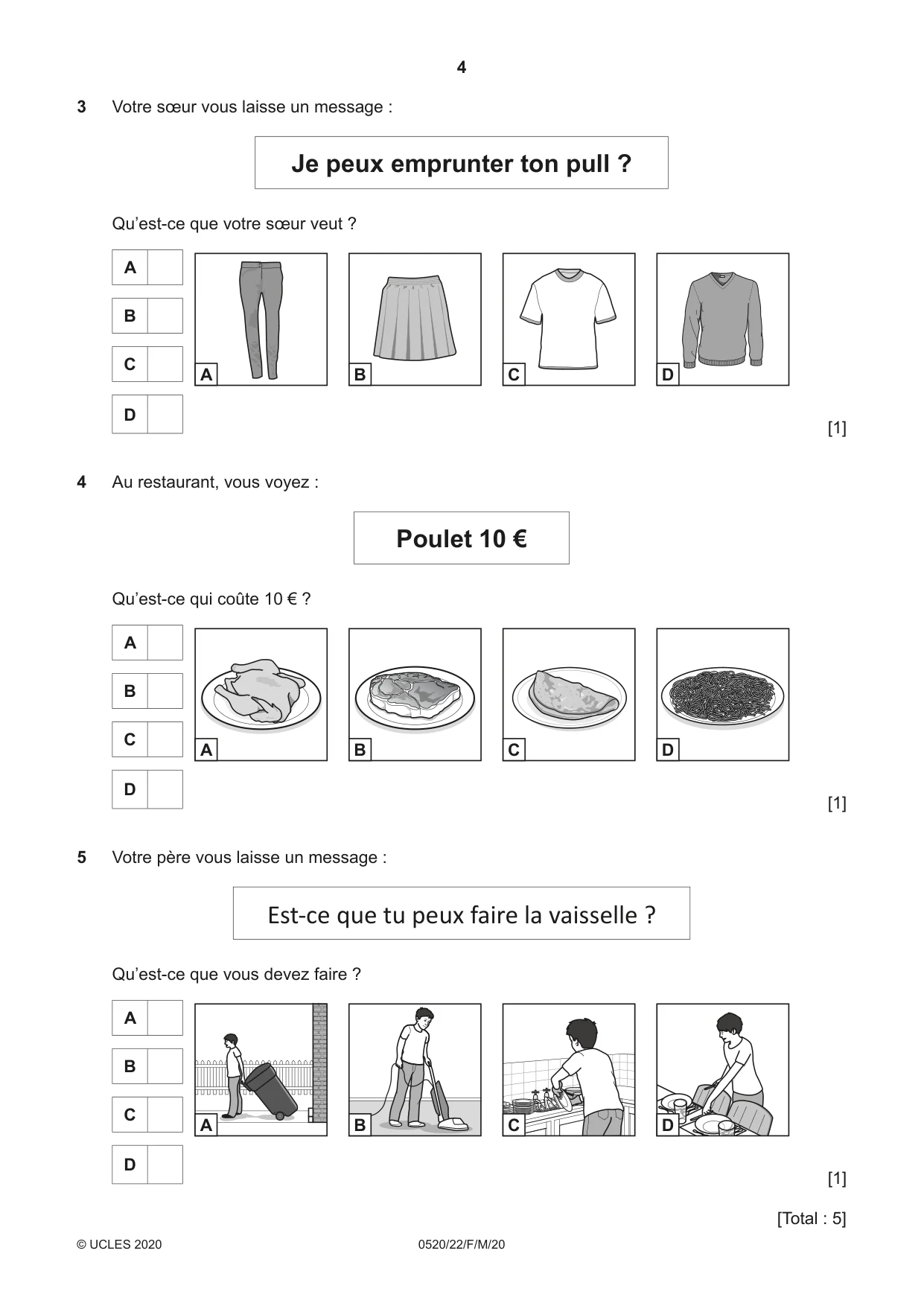 Cambridge IGCSE French - Foreign Language 0520 2020 Feb/March Paper 2 · Variant 2 question paper, page 4 of 16
