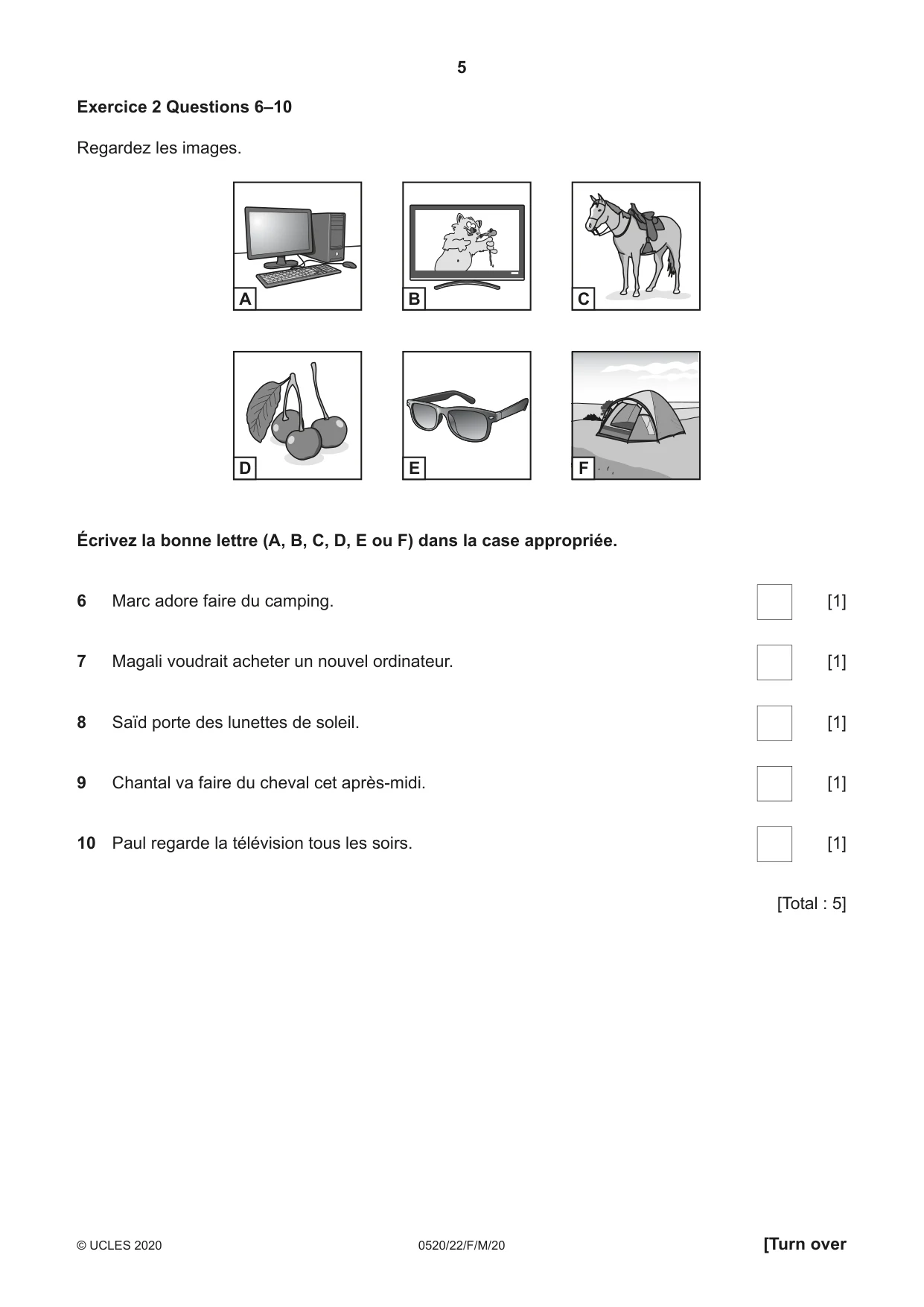 Cambridge IGCSE French - Foreign Language 0520 2020 Feb/March Paper 2 · Variant 2 question paper, page 5 of 16
