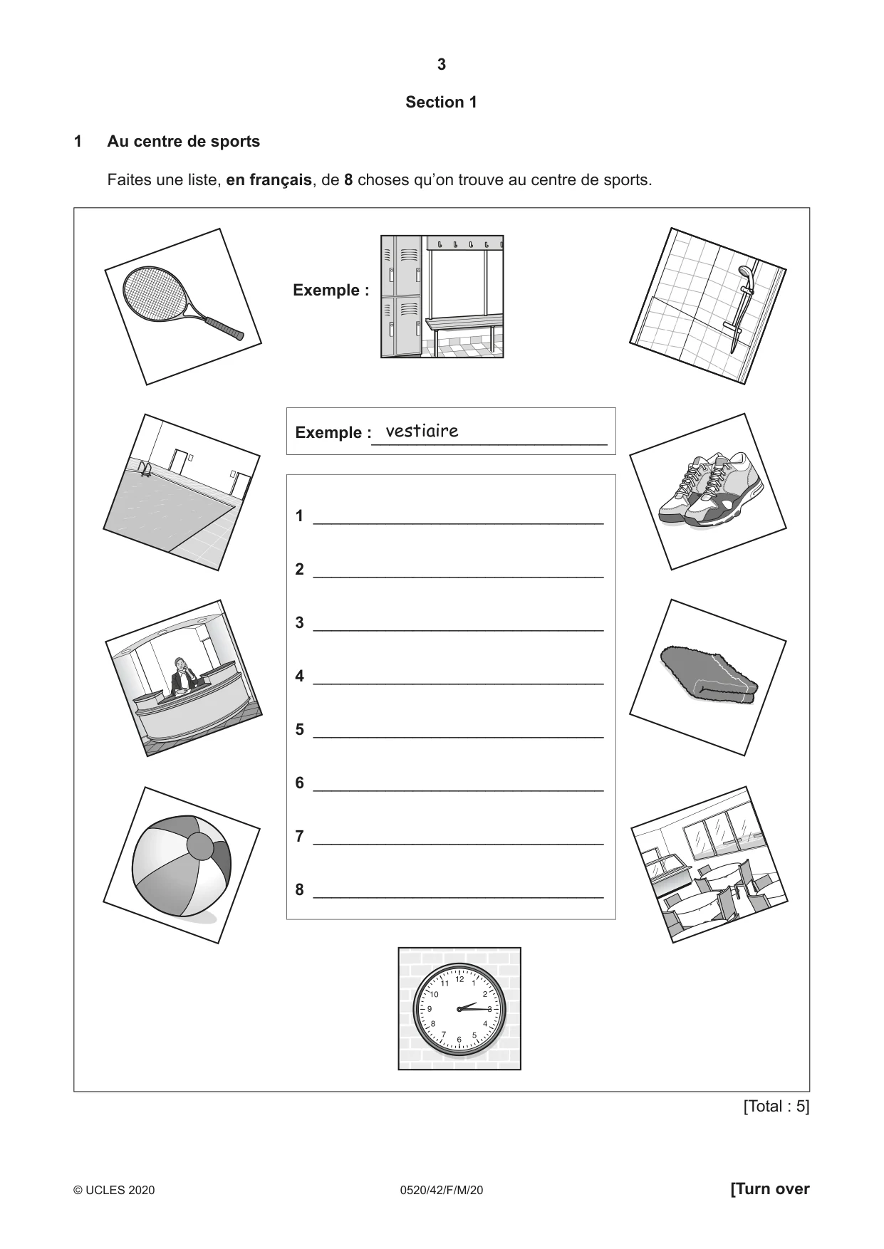Cambridge IGCSE French - Foreign Language 0520 2020 Feb/March Paper 4 · Variant 2 question paper, page 3 of 8