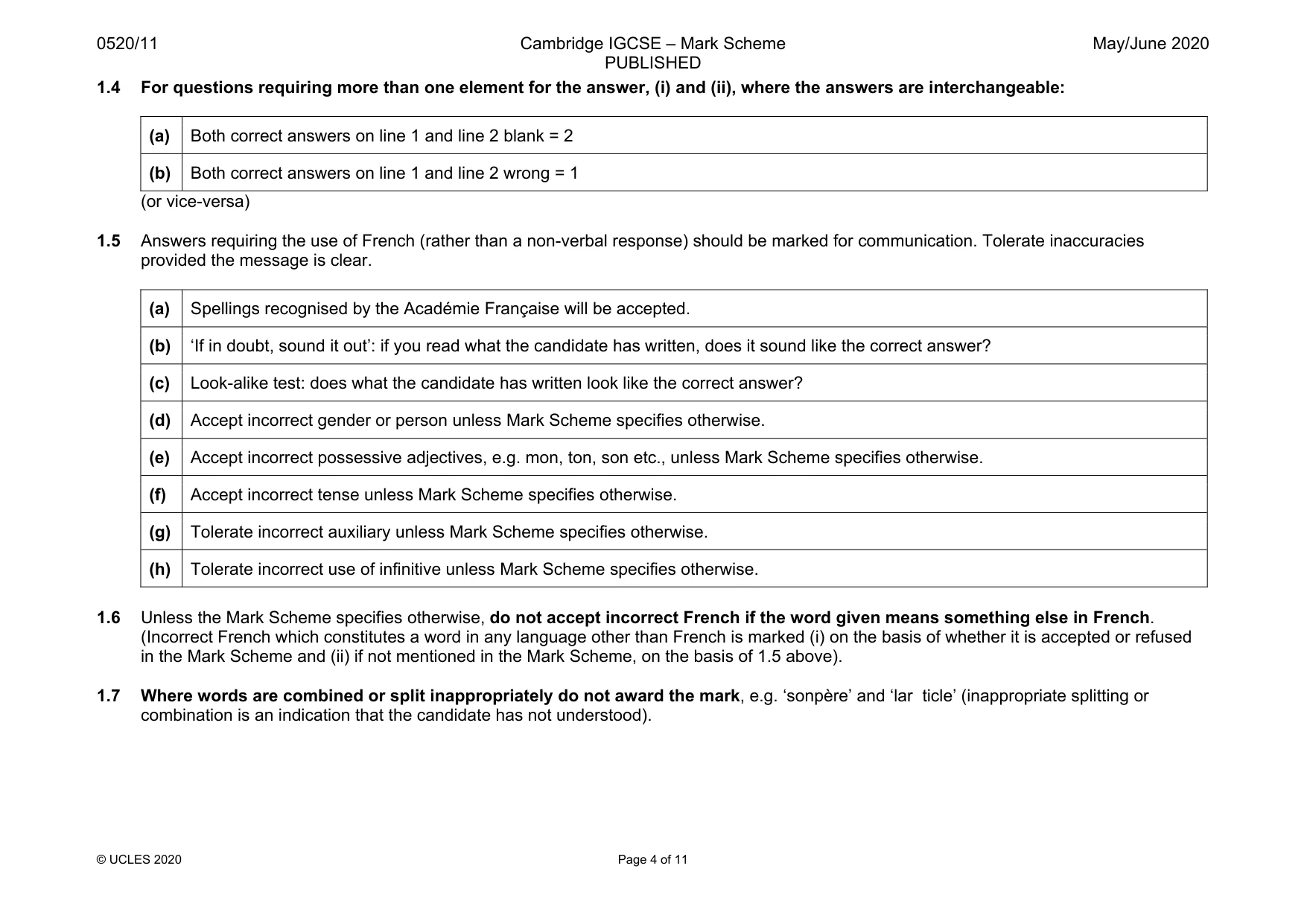 Mark scheme, page 4 of 11