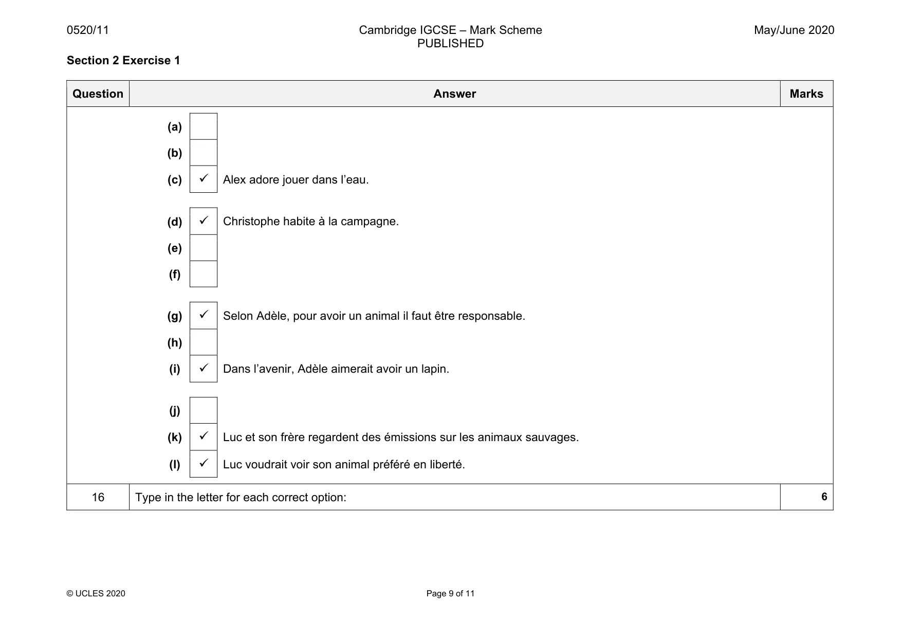 Mark scheme, page 9 of 11