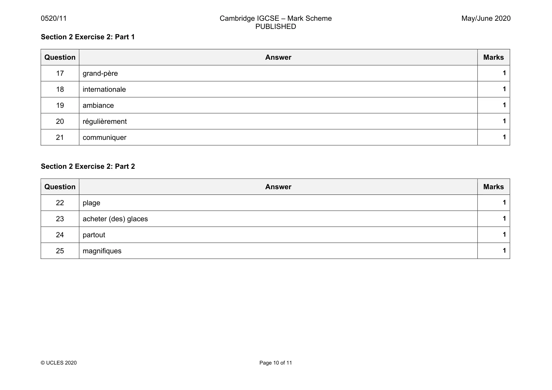 Mark scheme, page 10 of 11