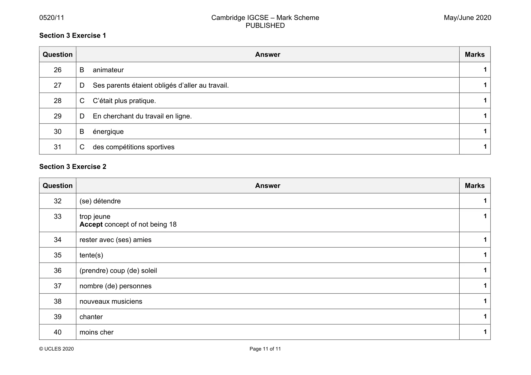 Mark scheme, page 11 of 11