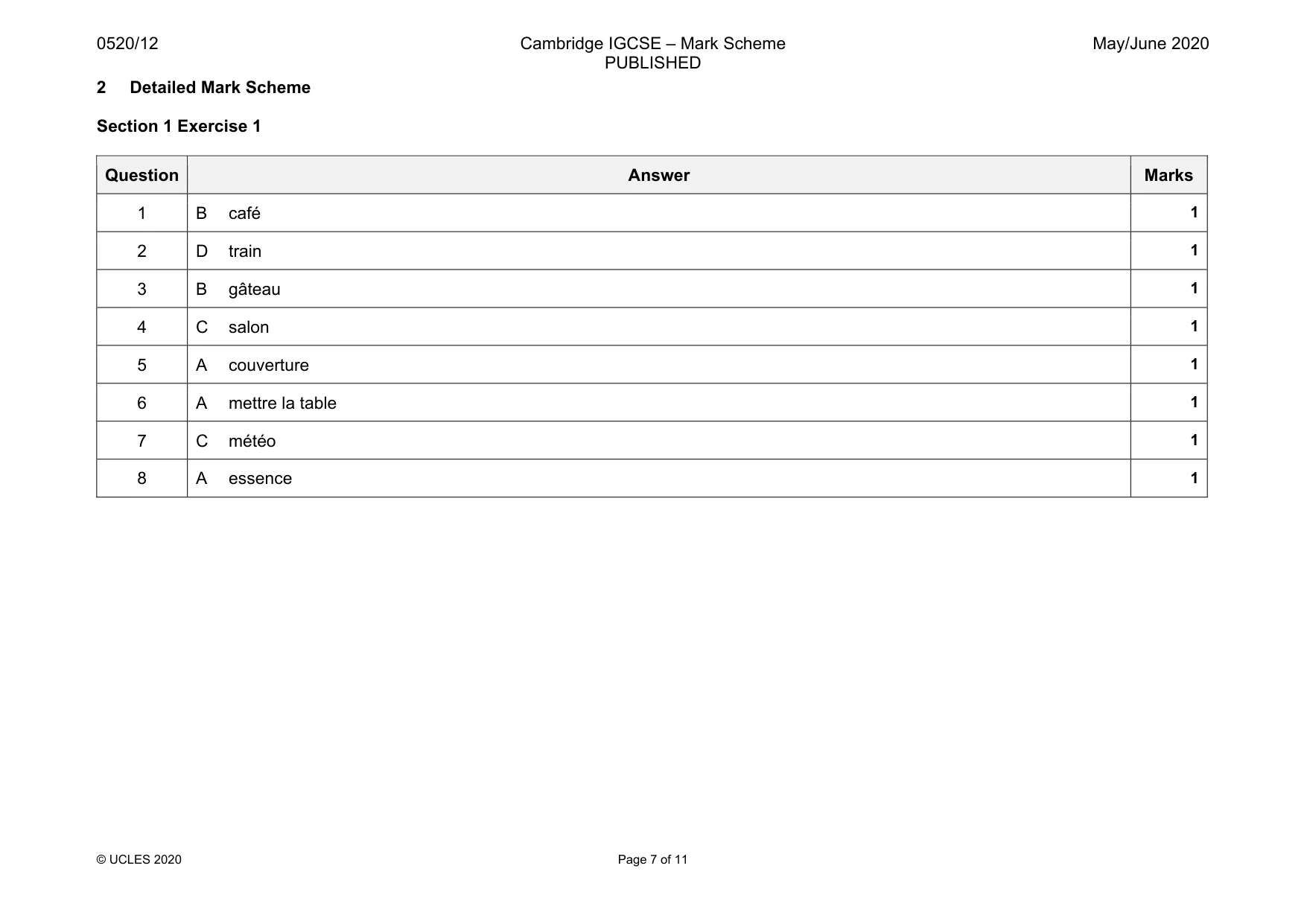 Mark scheme, page 7 of 11
