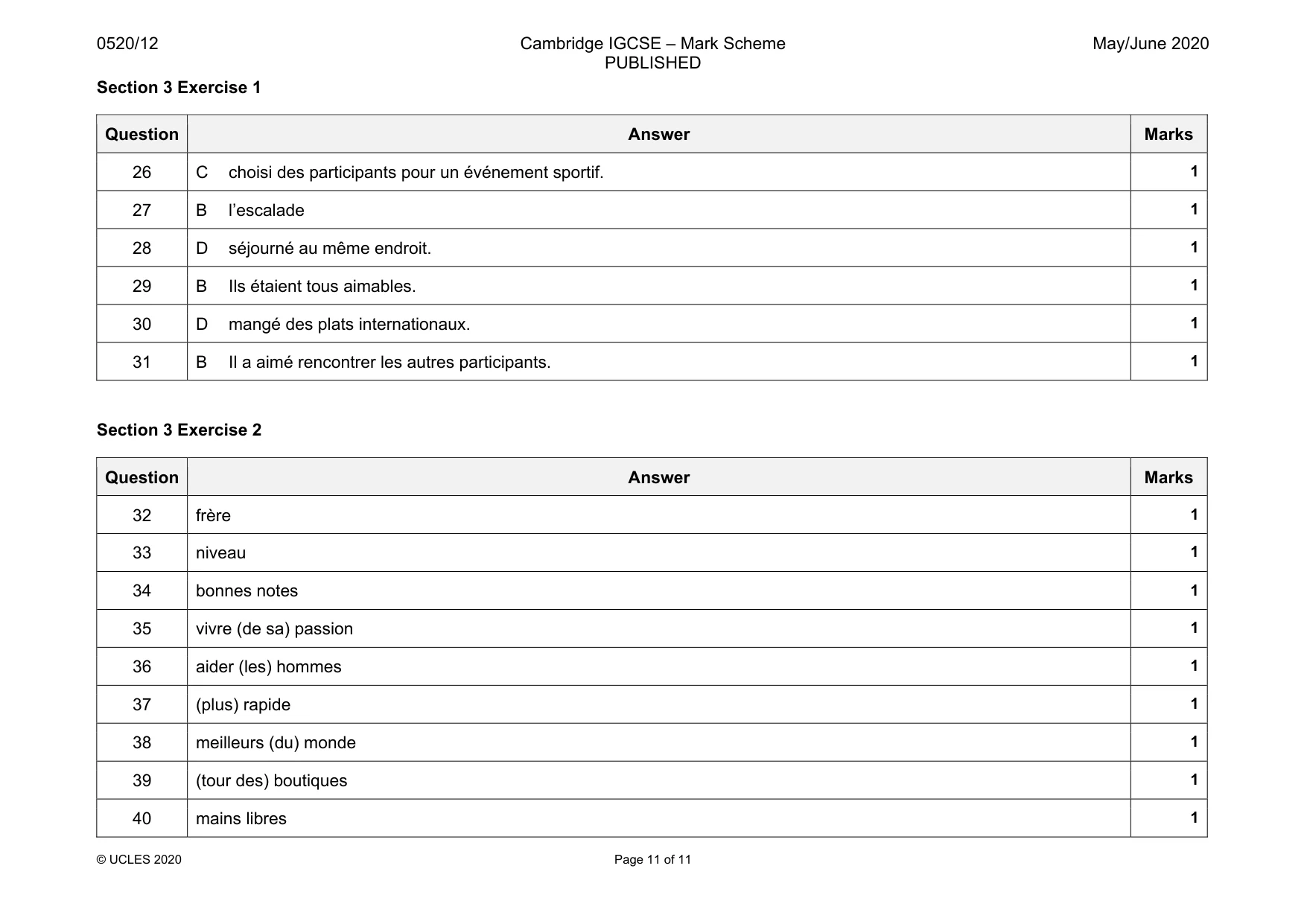 Mark scheme, page 11 of 11