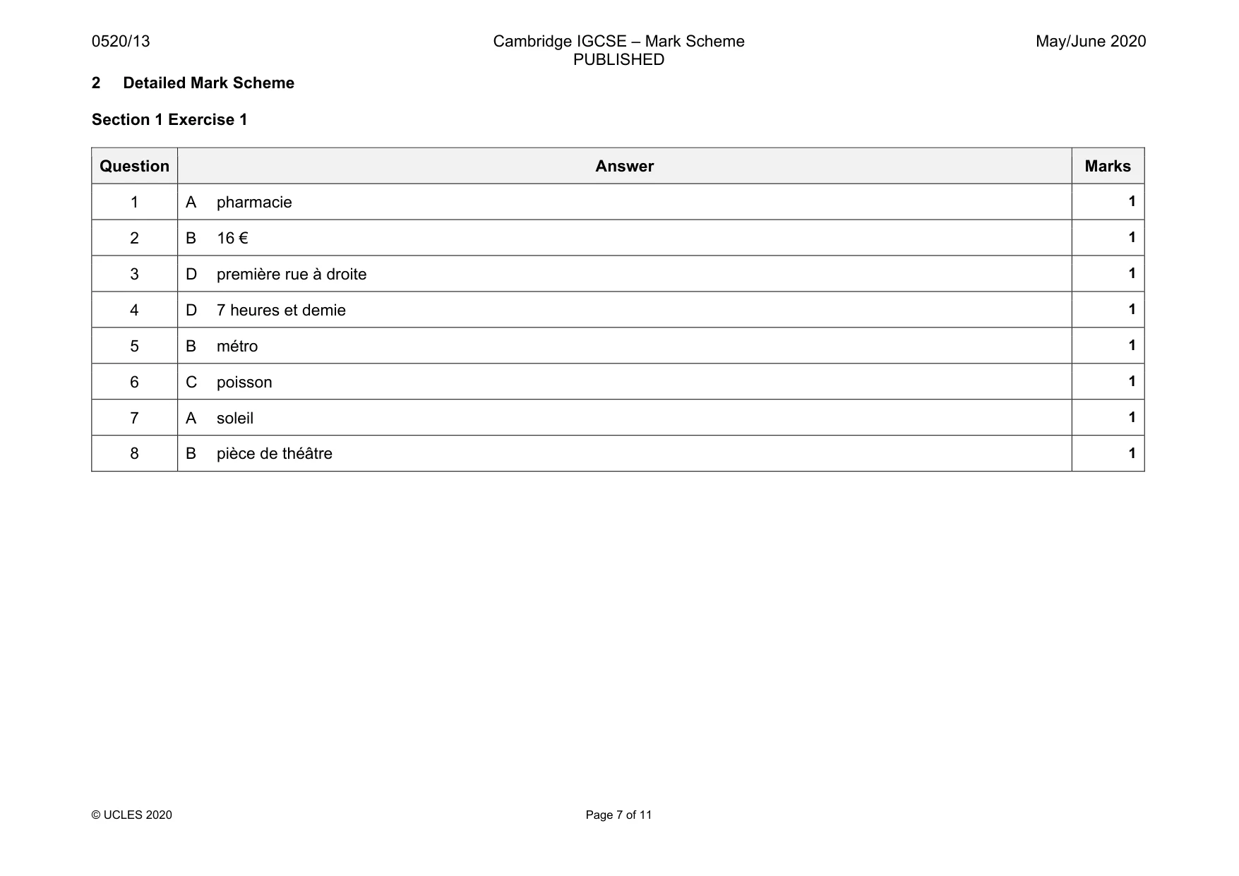 Mark scheme, page 7 of 11