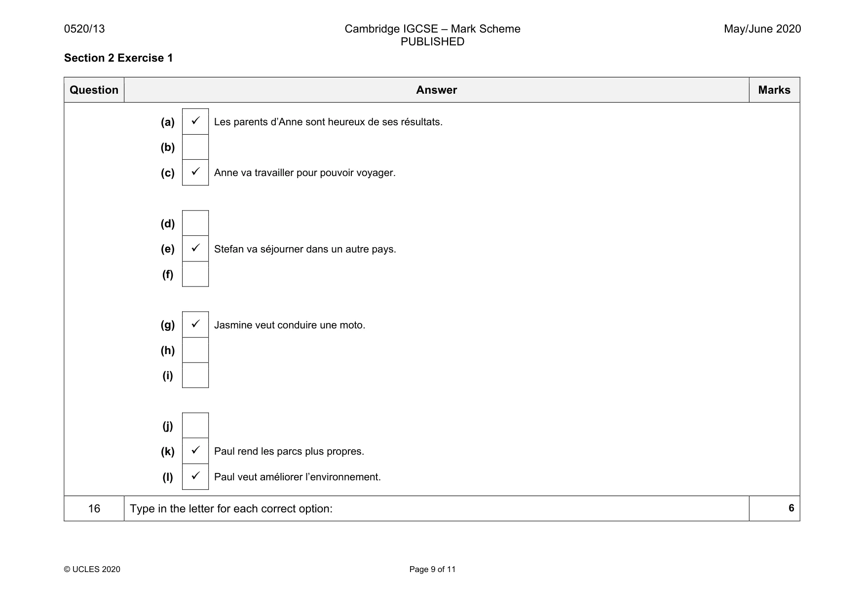 Mark scheme, page 9 of 11
