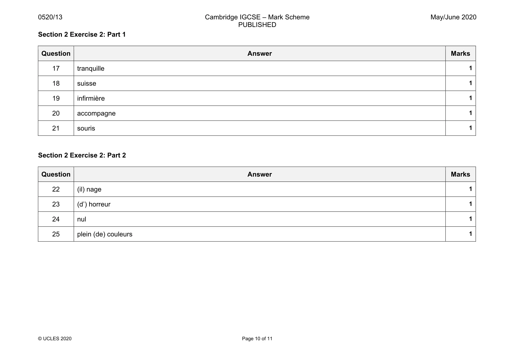Mark scheme, page 10 of 11