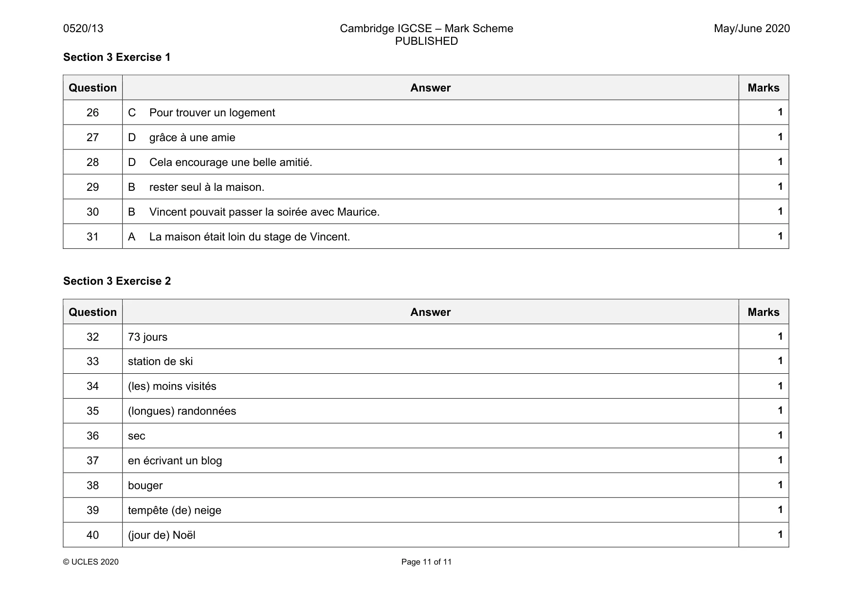 Mark scheme, page 11 of 11