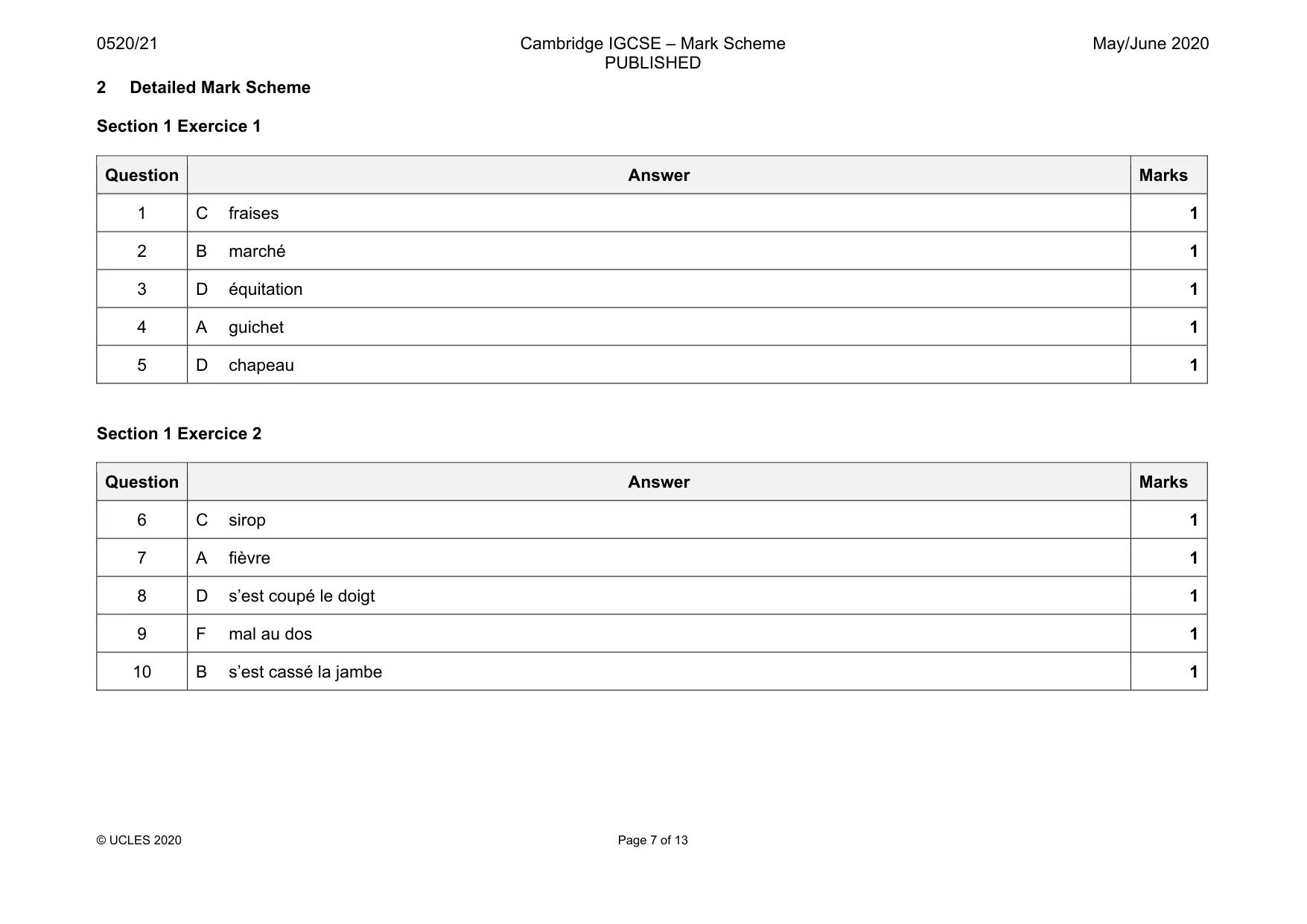 Mark scheme, page 7 of 13