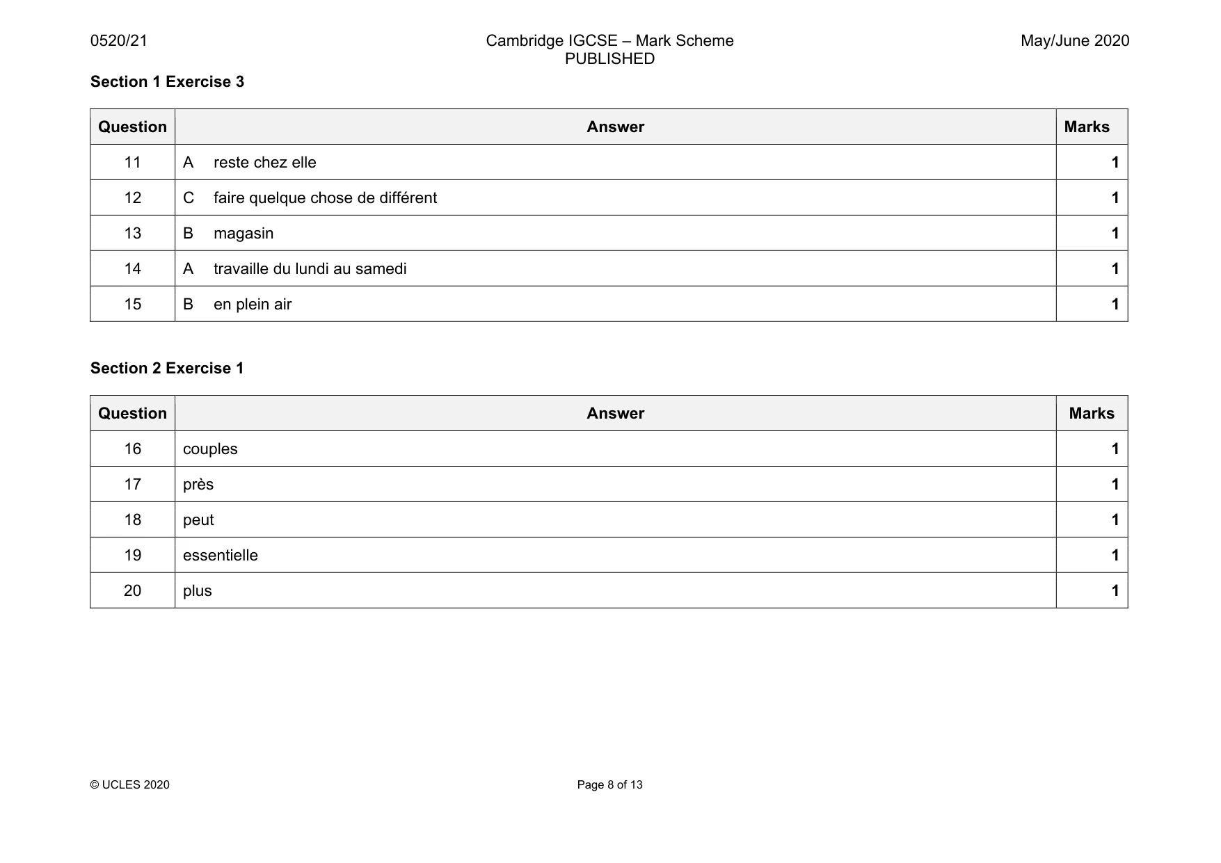 Mark scheme, page 8 of 13