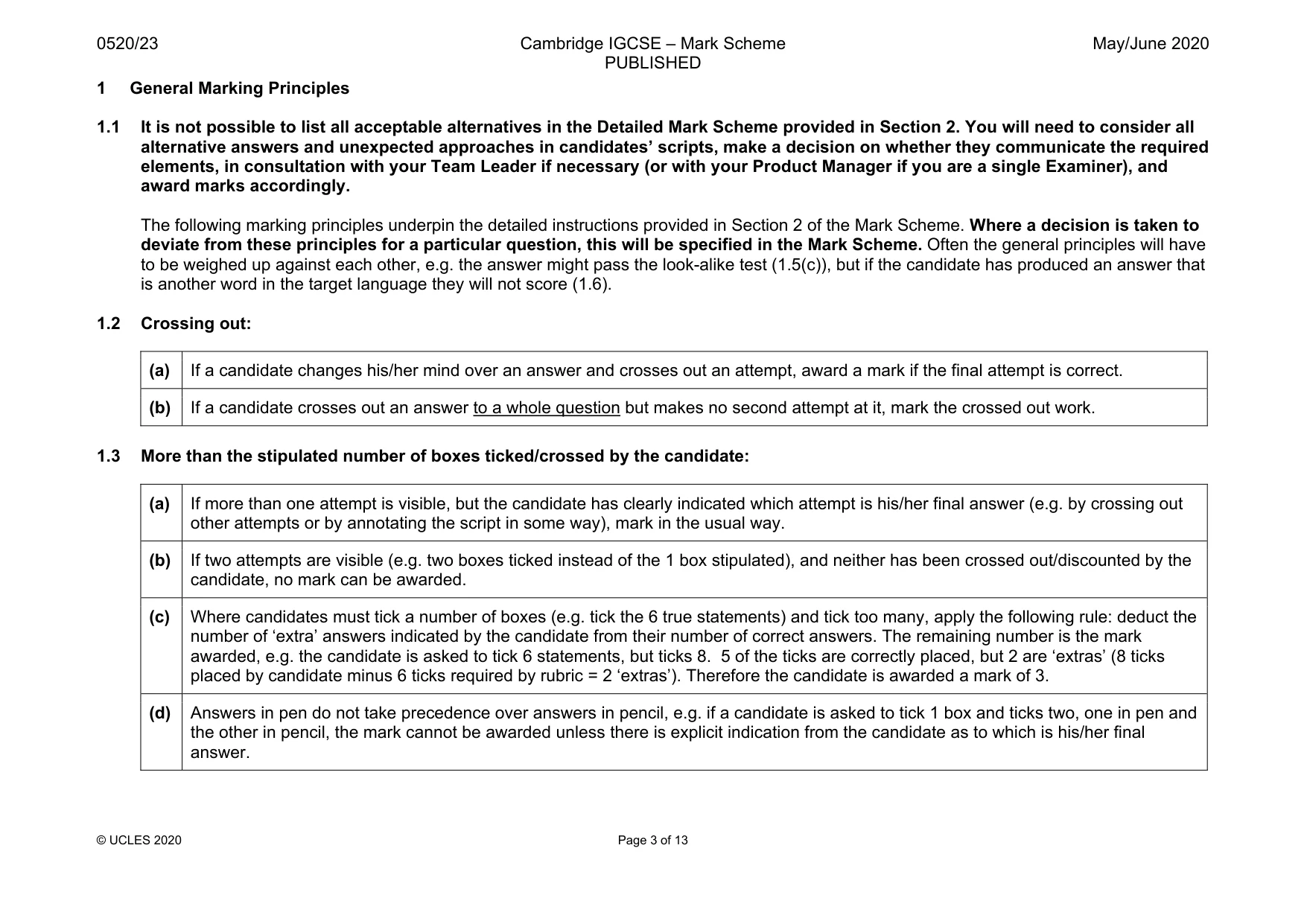 Mark scheme, page 3 of 13