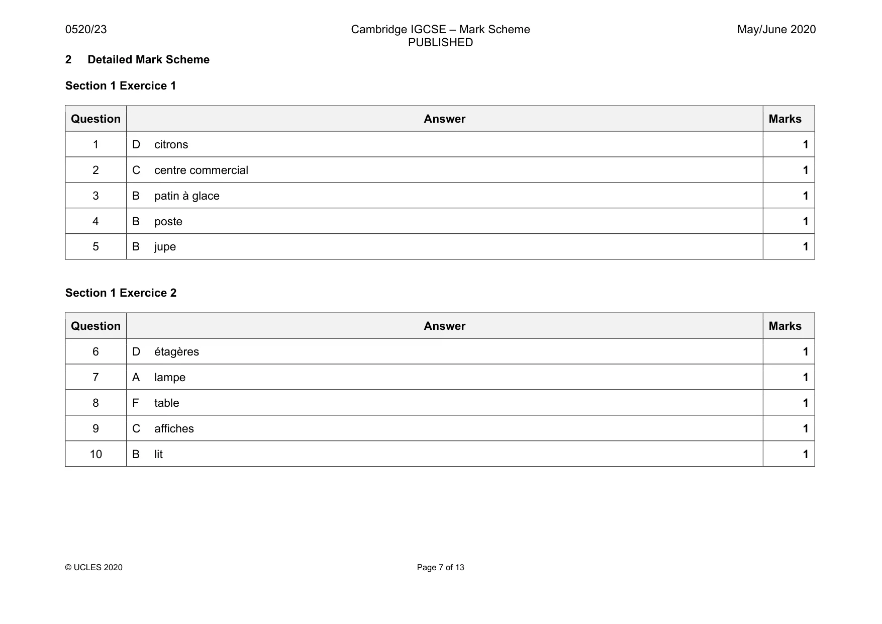 Mark scheme, page 7 of 13