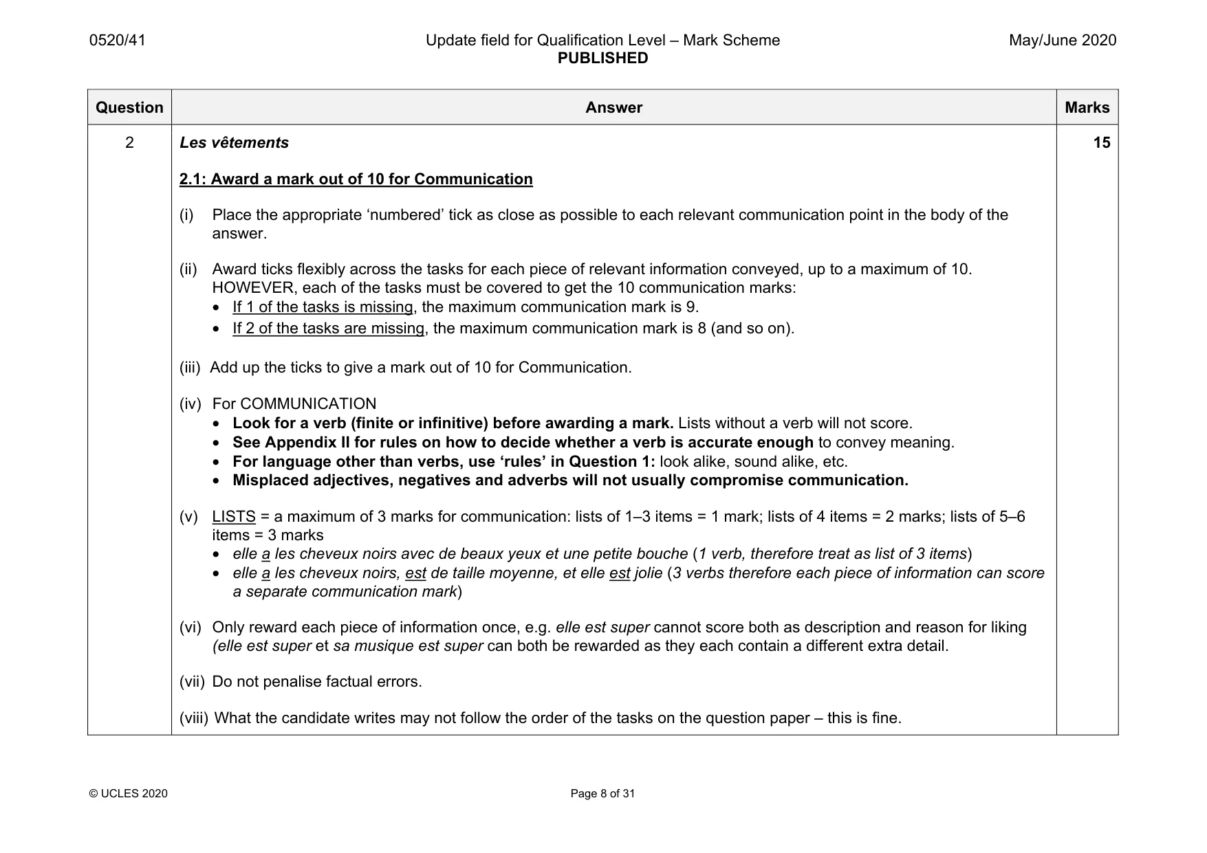 Mark scheme, page 8 of 31
