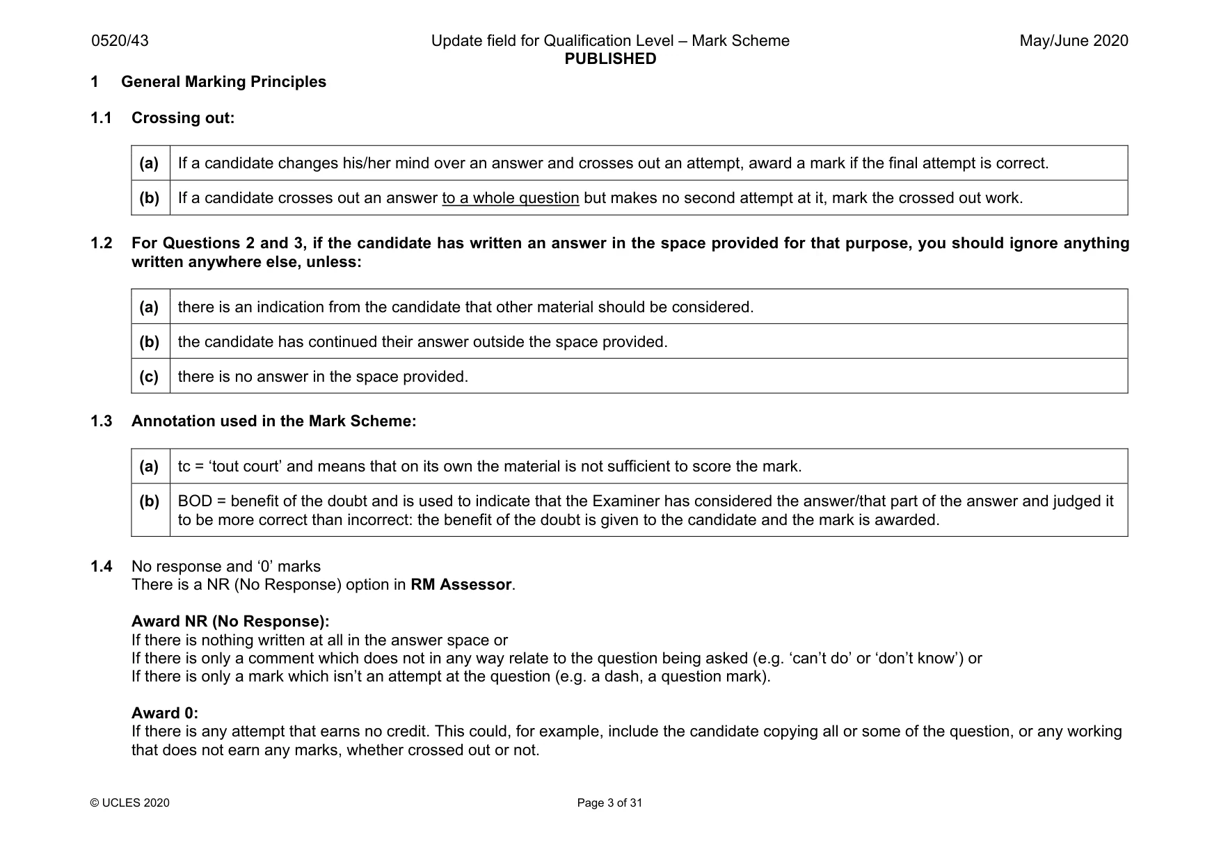 Mark scheme, page 3 of 31