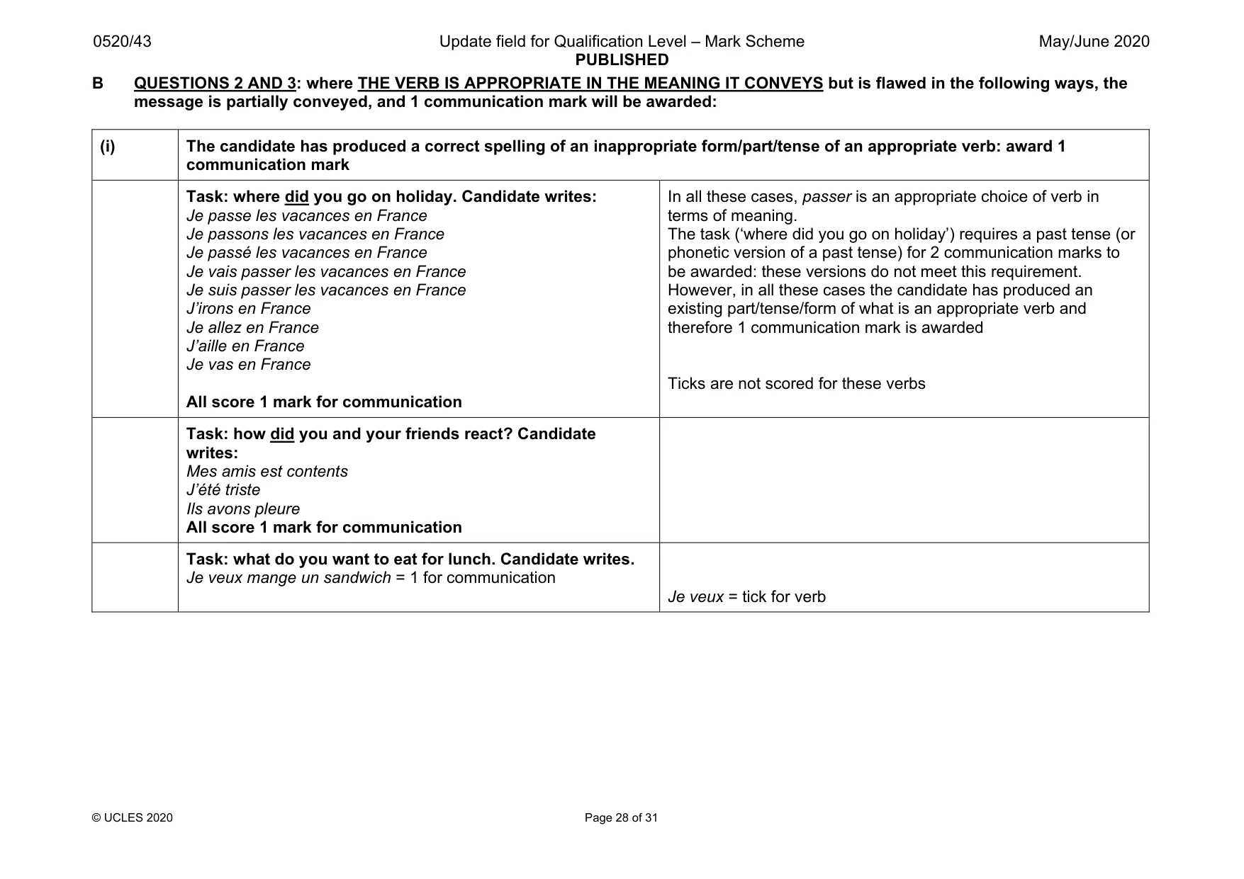 Mark scheme, page 28 of 31