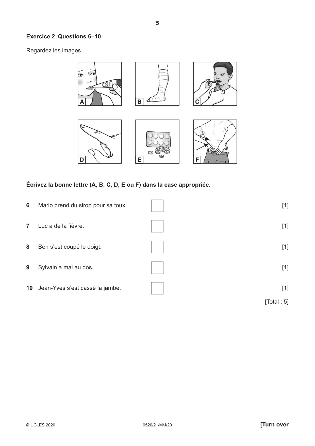 Cambridge IGCSE French - Foreign Language 0520 2020 May/June Paper 2 · Variant 1 question paper, page 5 of 16