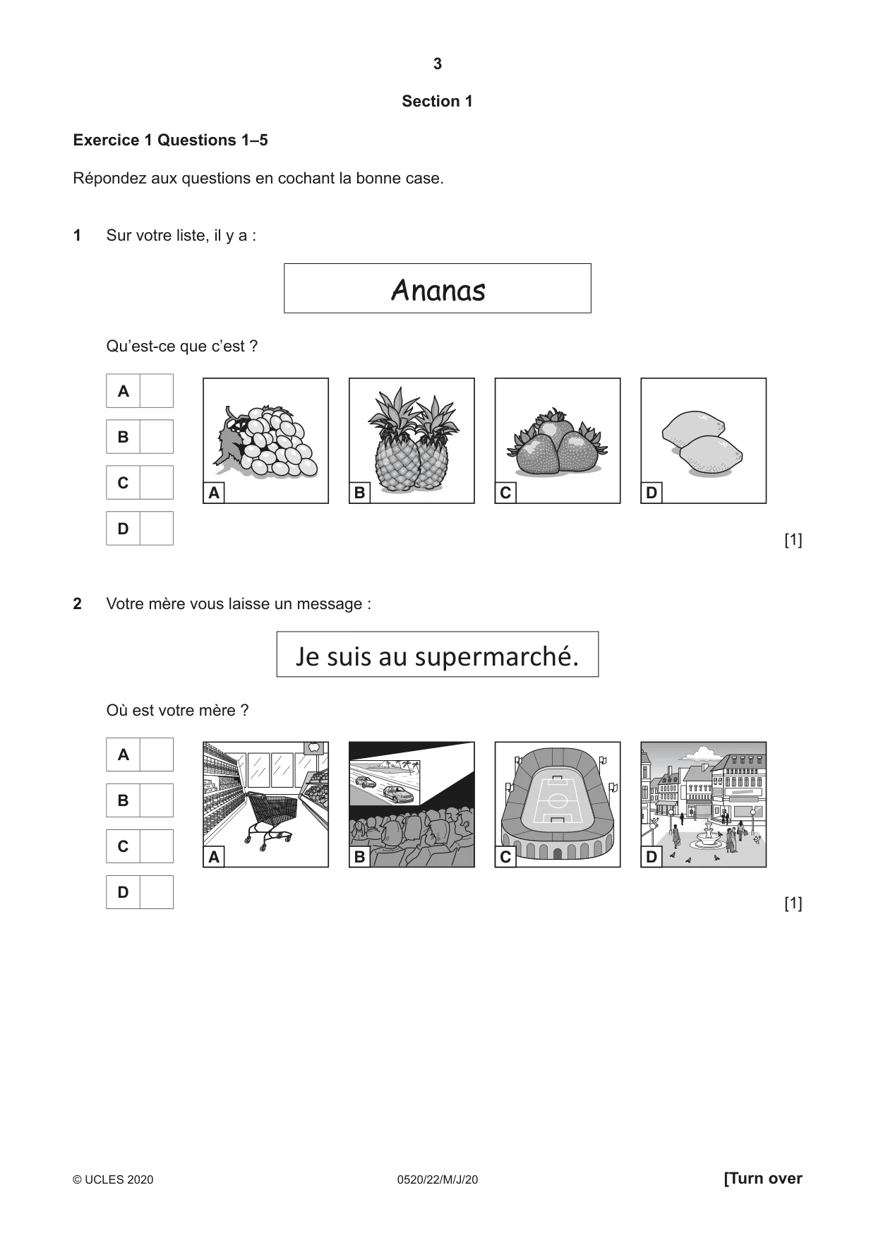 Cambridge IGCSE French - Foreign Language 0520 2020 May/June Paper 2 · Variant 2 question paper, page 3 of 16