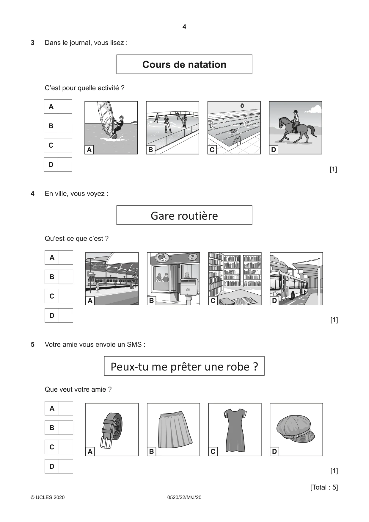 Cambridge IGCSE French - Foreign Language 0520 2020 May/June Paper 2 · Variant 2 question paper, page 4 of 16