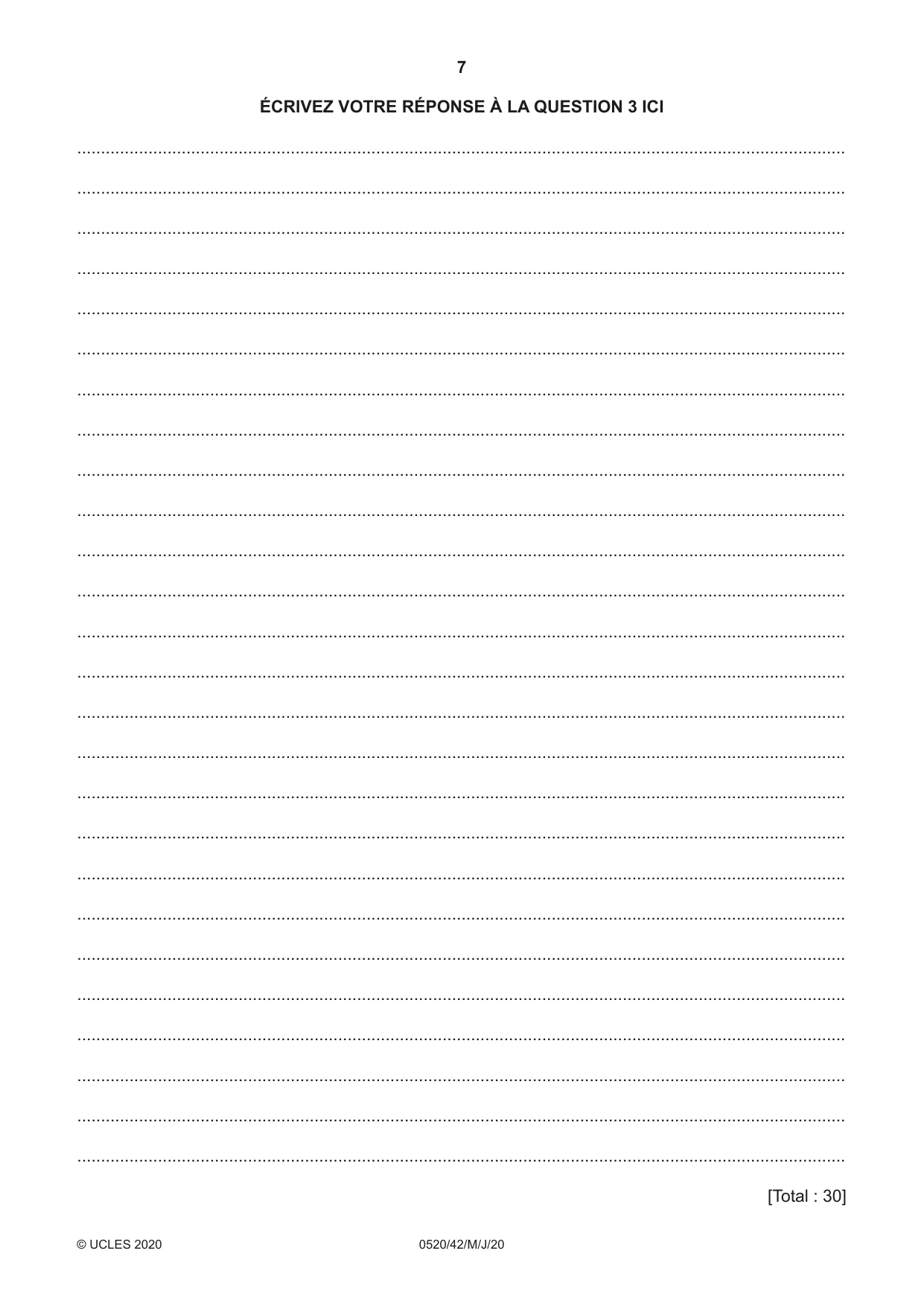 Cambridge IGCSE French - Foreign Language 0520 2020 May/June Paper 4 · Variant 2 question paper, page 7 of 8