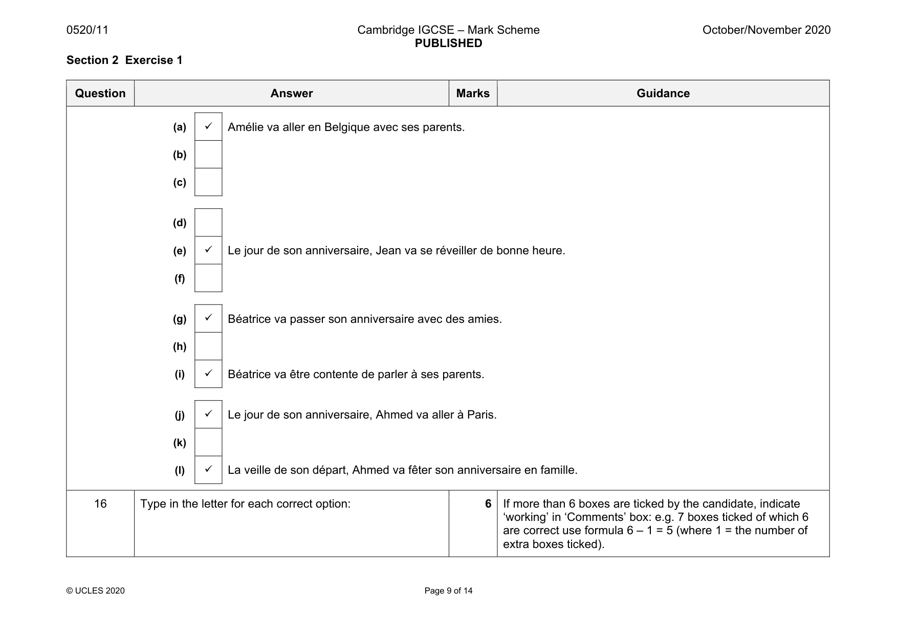 Mark scheme, page 9 of 14