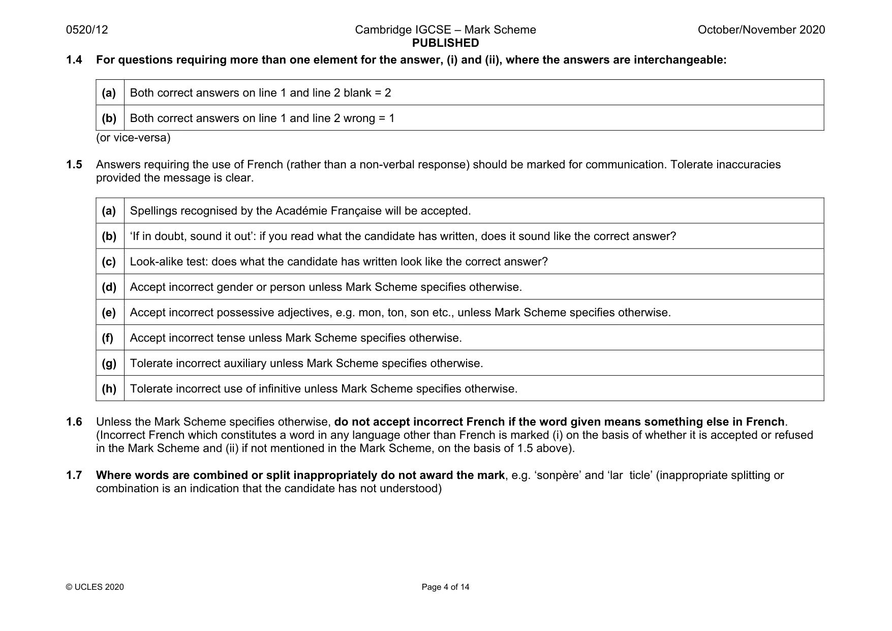 Mark scheme, page 4 of 14