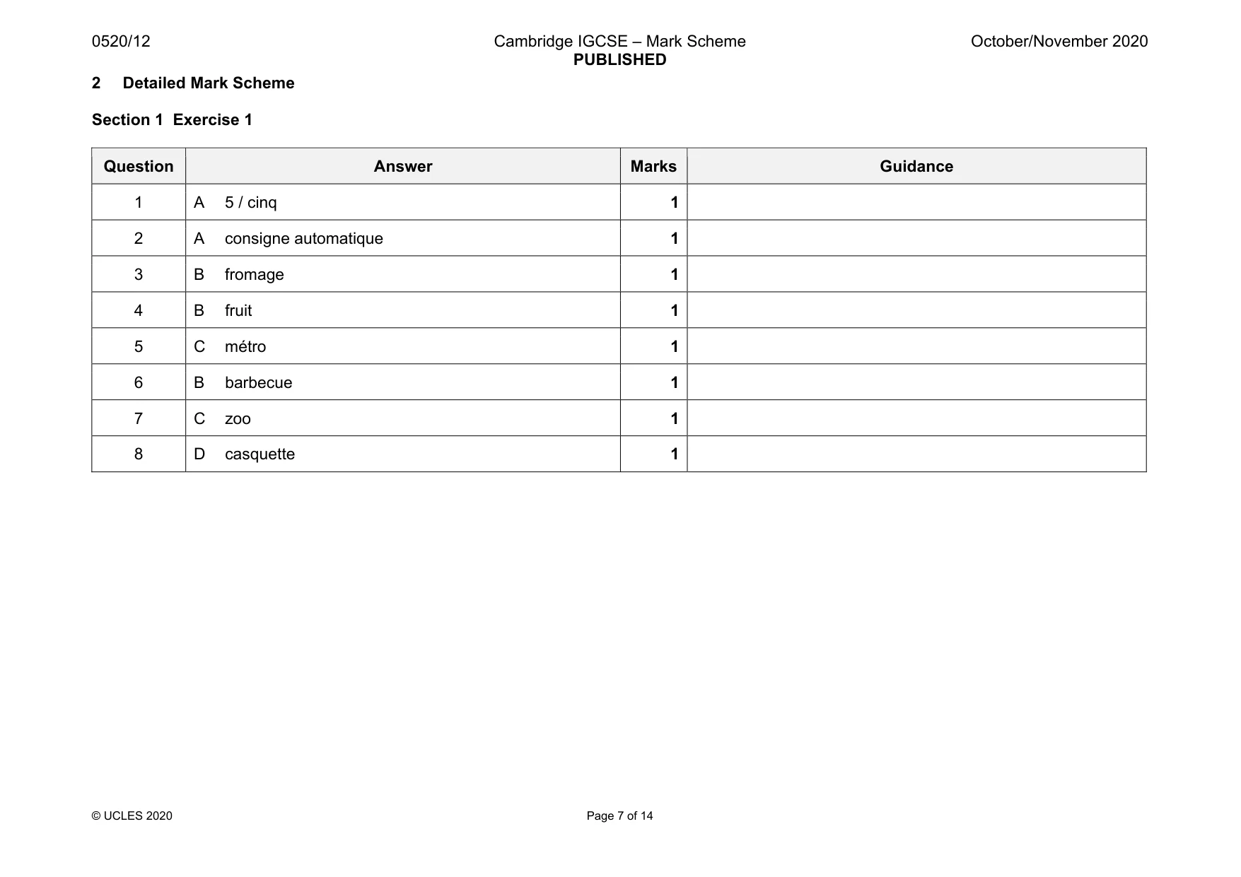Mark scheme, page 7 of 14