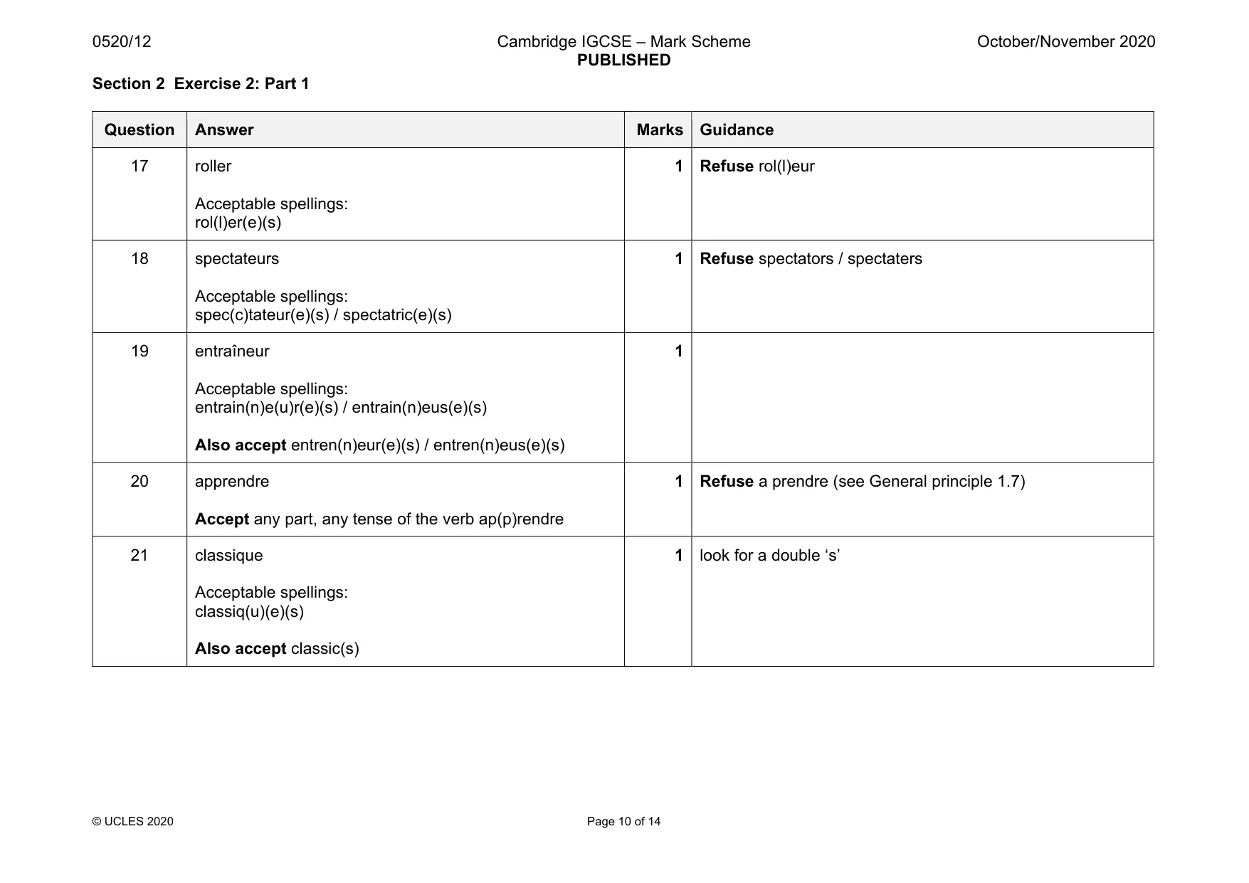 Mark scheme, page 10 of 14