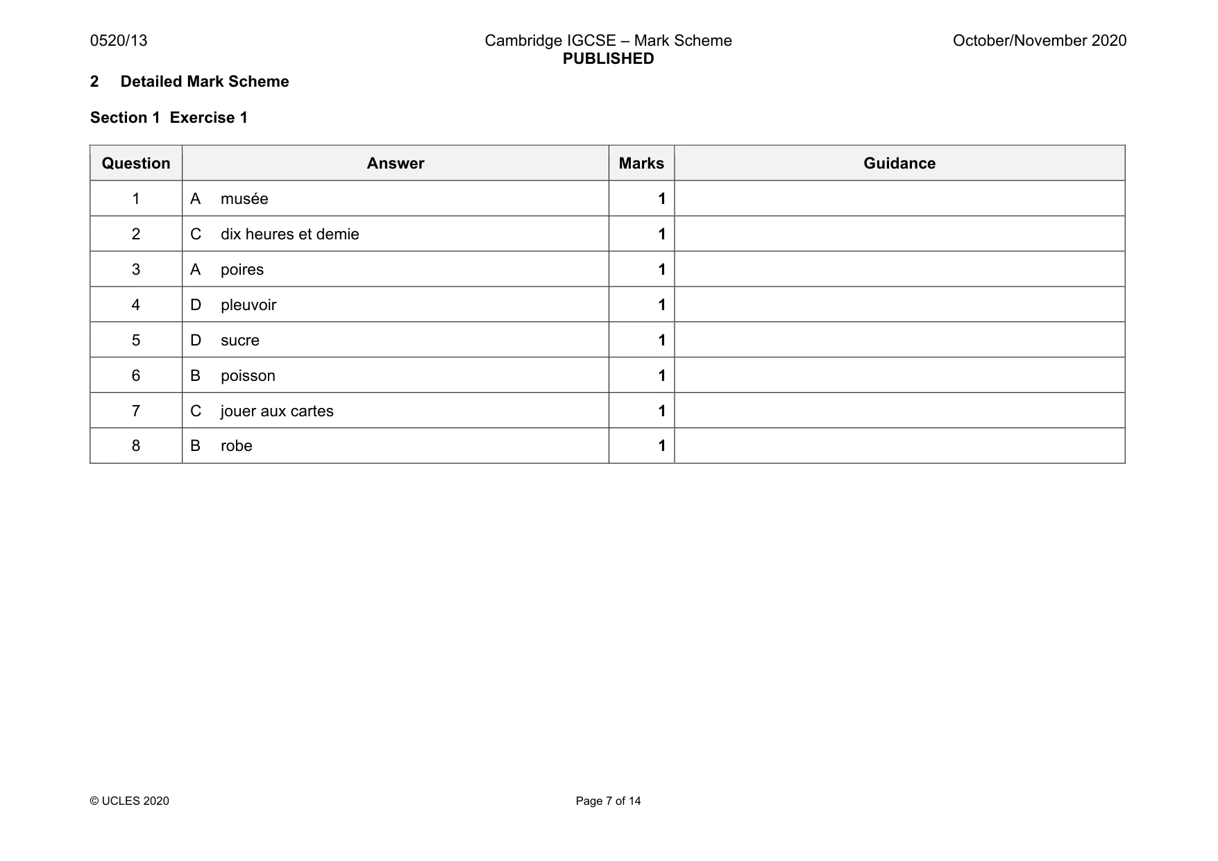 Mark scheme, page 7 of 14