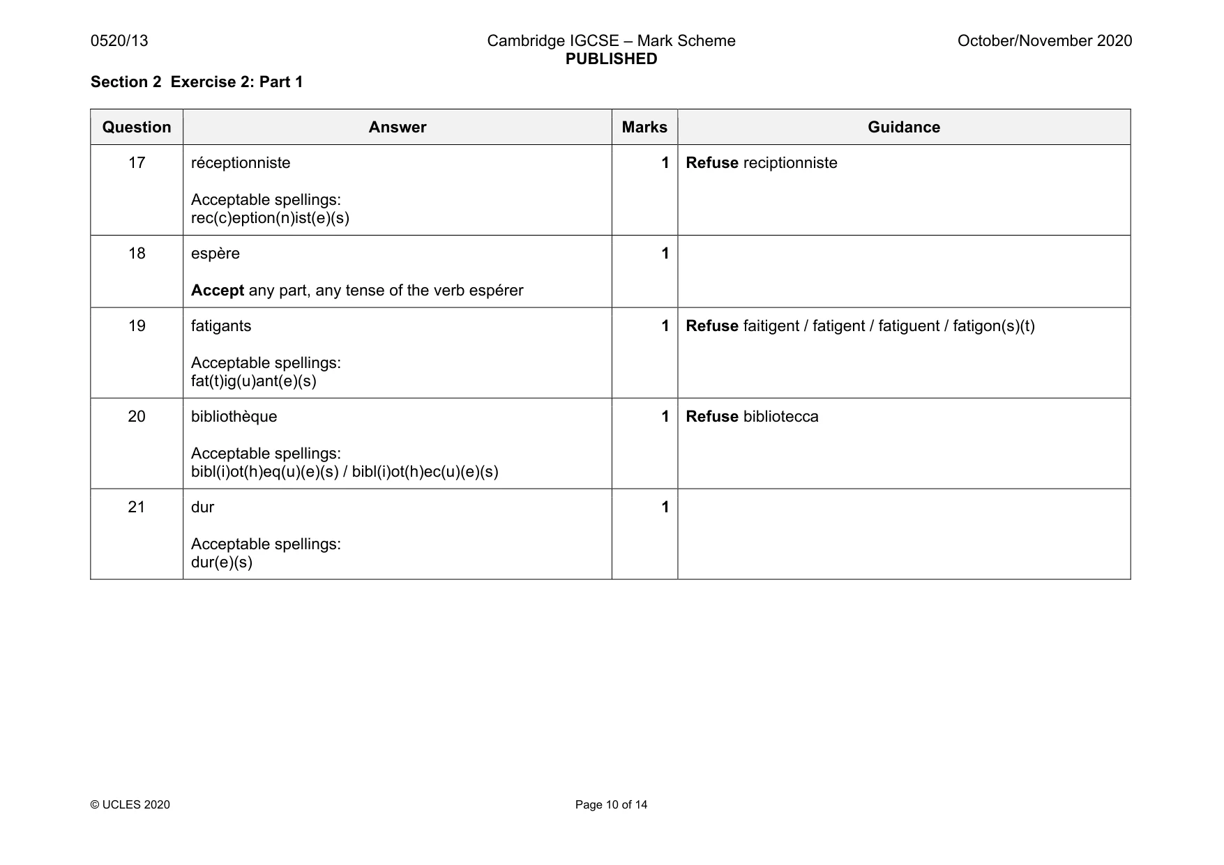 Mark scheme, page 10 of 14
